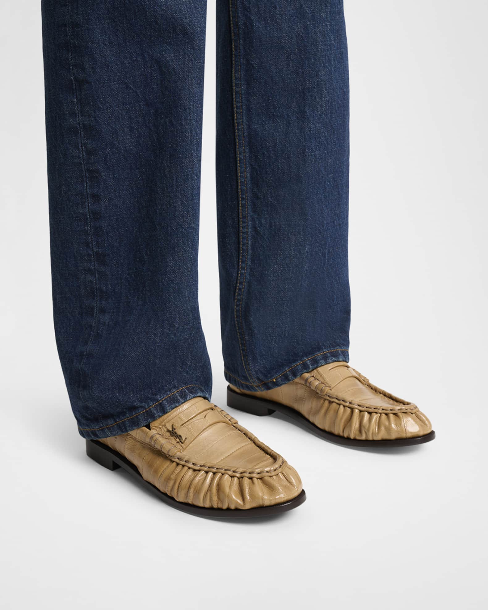 Saint Laurent Le Loafer Eel Leather Penny Loafers | Neiman Marcus