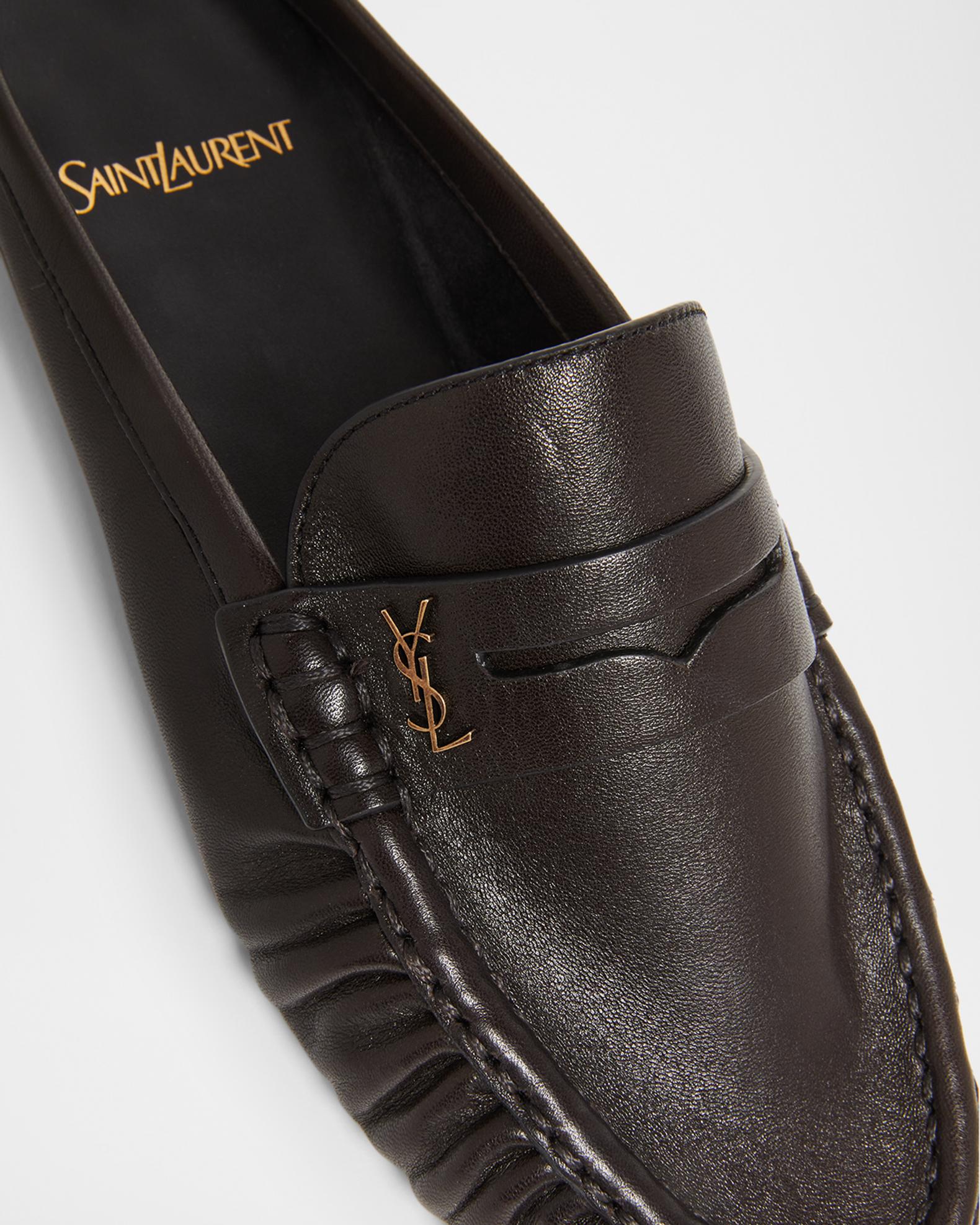 Yves Saint Laurent Black Leather Penny Loafers Saint Laurent Le Leather YSL Penny Loafers - Bergdorf Goodman main image 3