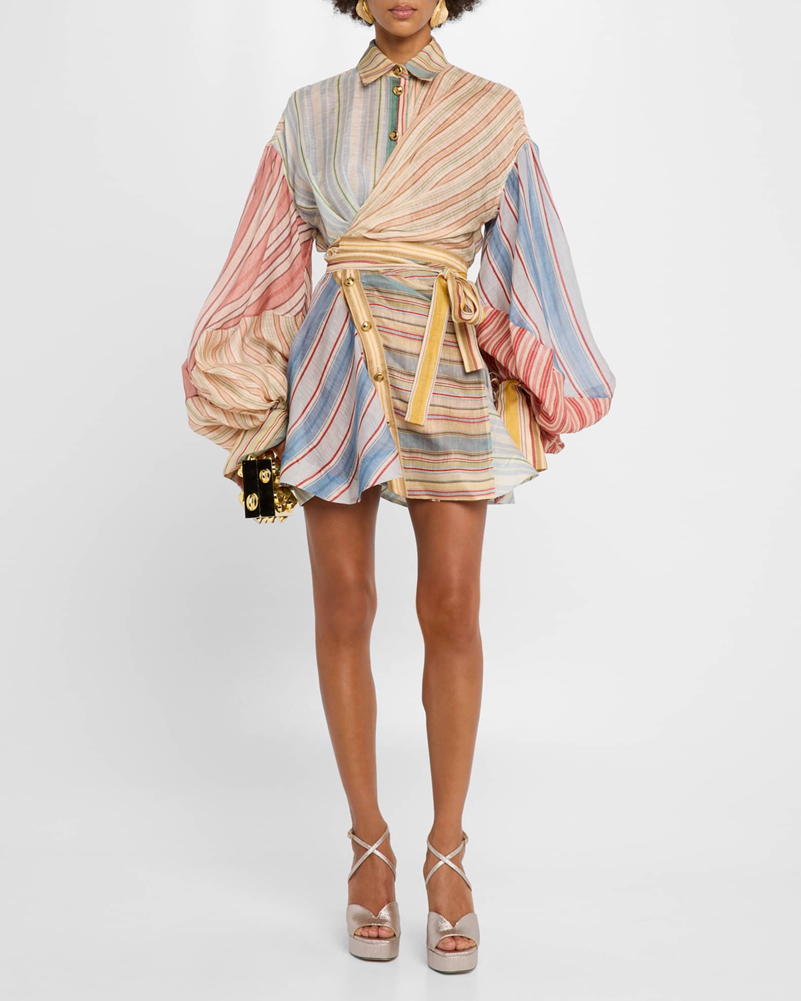 Zimmermann Rebellion Stripe Mini Shirtdress | Neiman Marcus