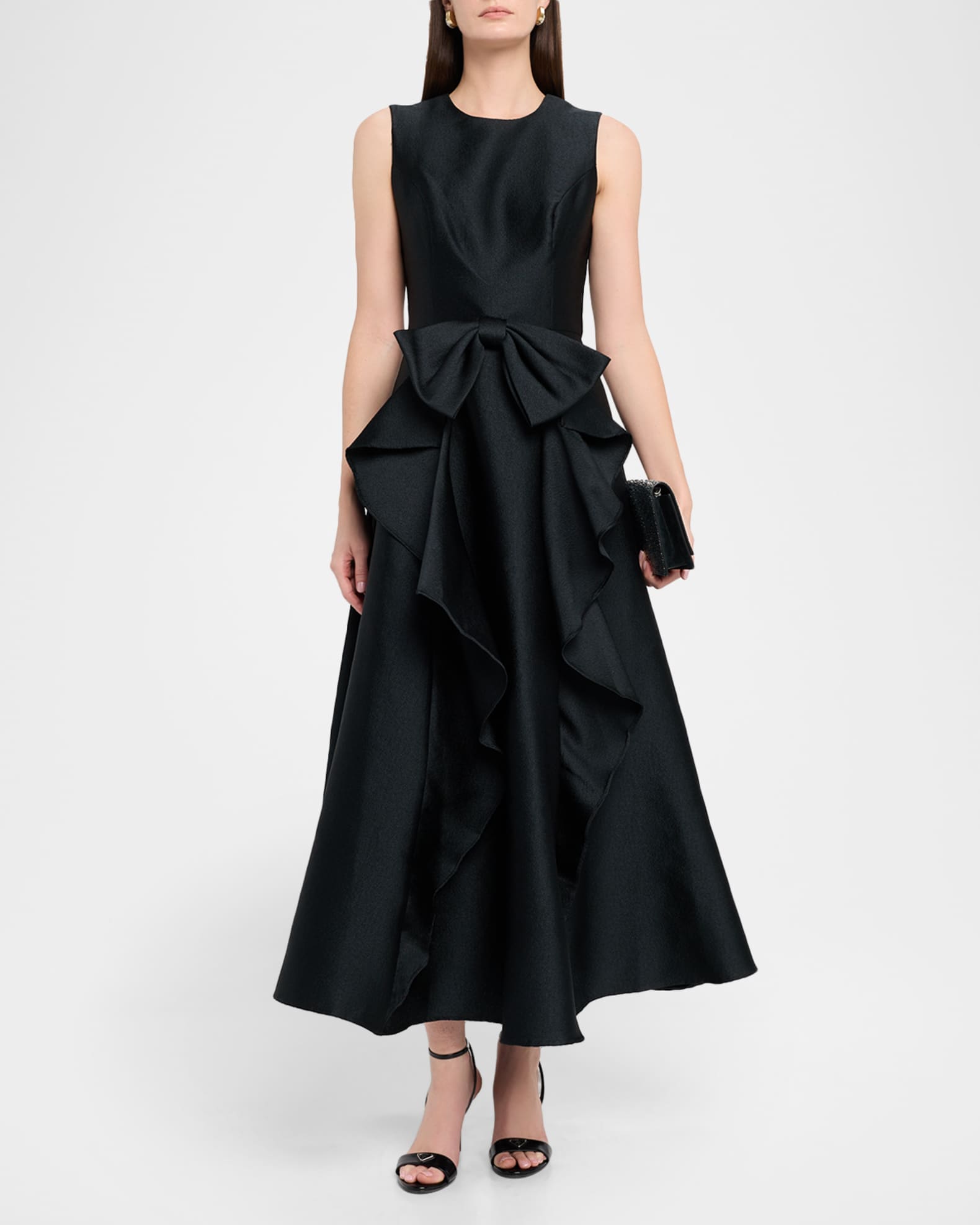 Leo Bow-Front Pebble Mikado Maxi Dress