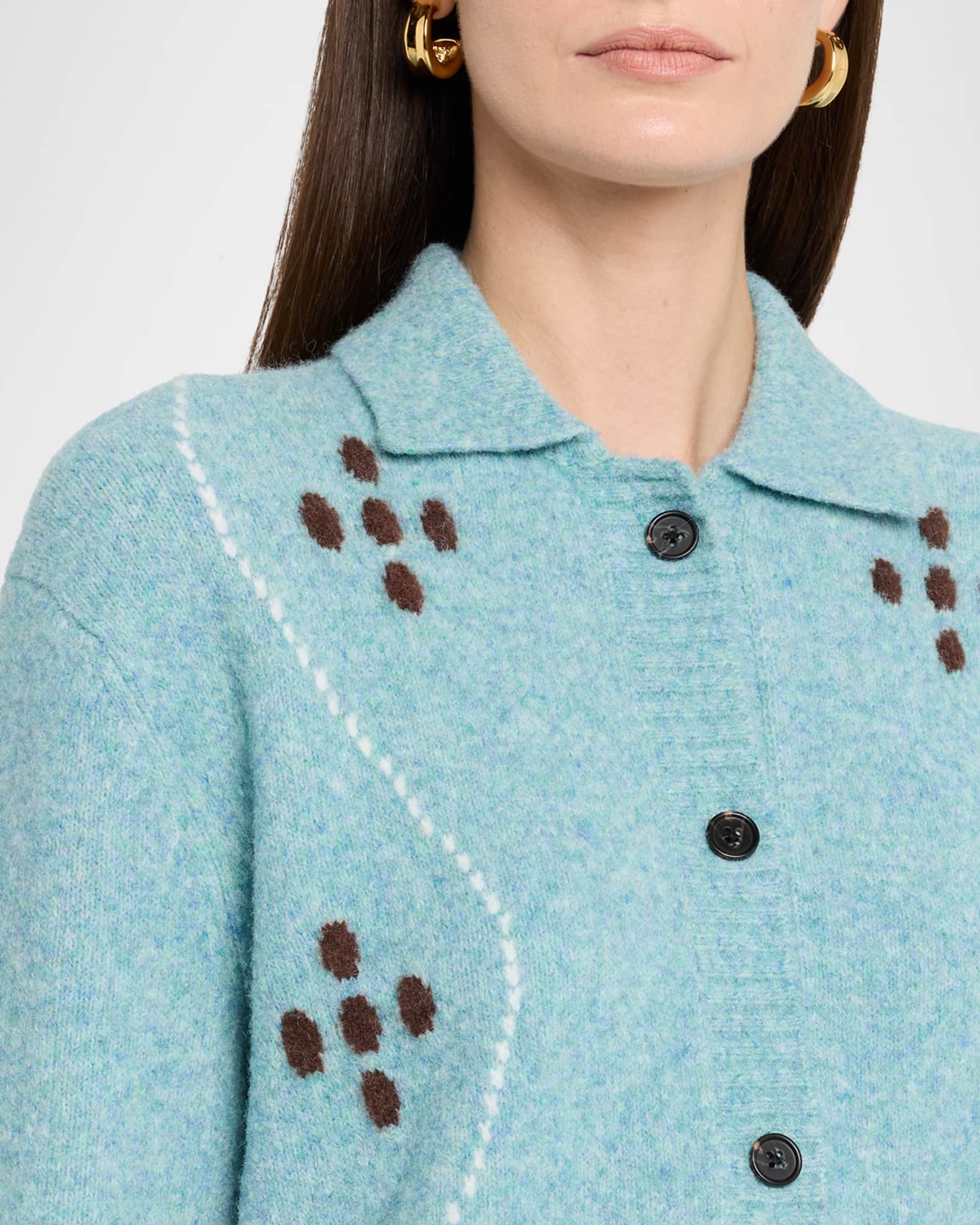 Rails Luisa Collared Wool-Blend Cardigan | Neiman Marcus