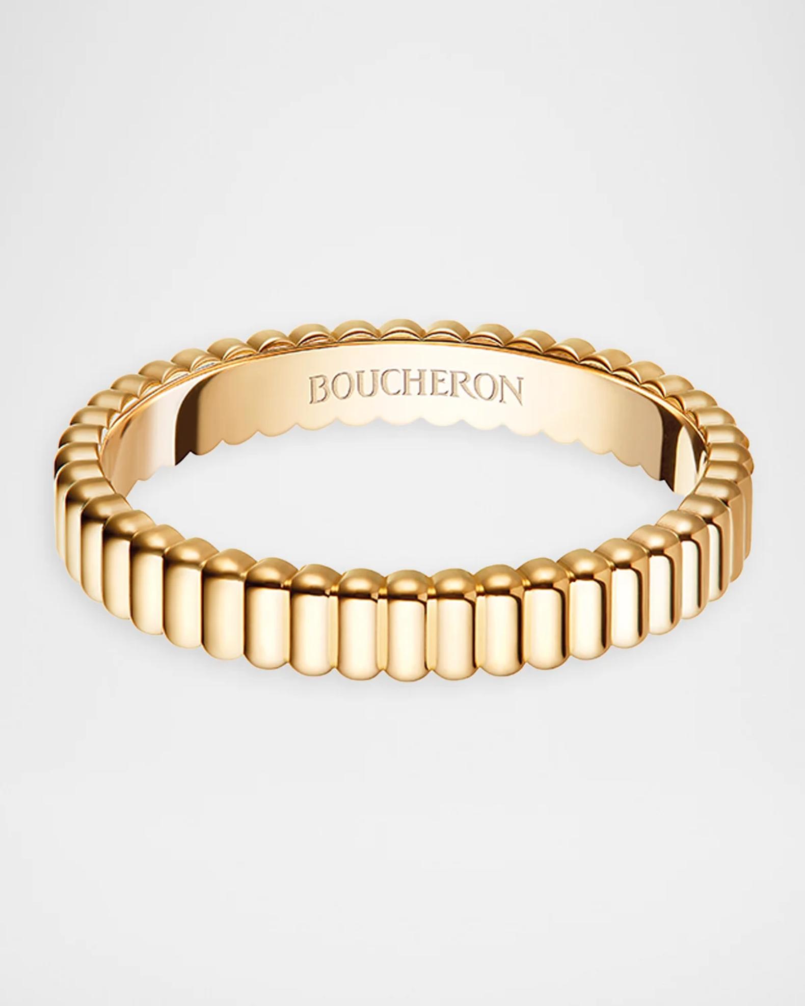 Boucheron Grosgrain 18K Yellow Gold Wedding Band, Size EU 60 | Neiman ...