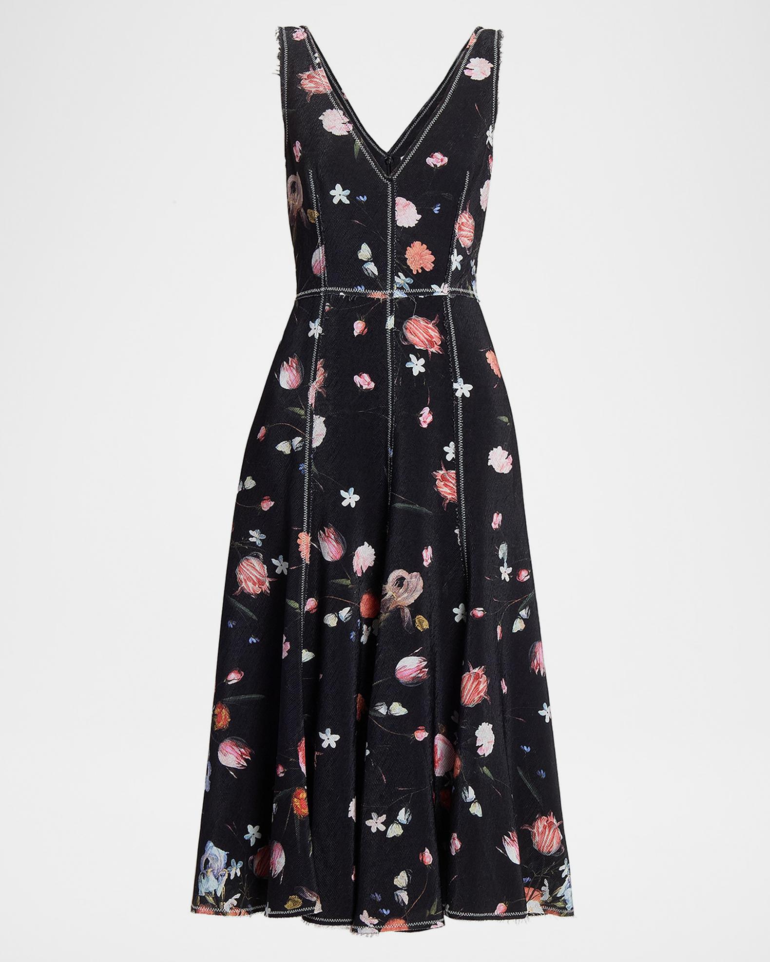 open lace back dress Embroidered Mikado Sleeveless Midi Dress