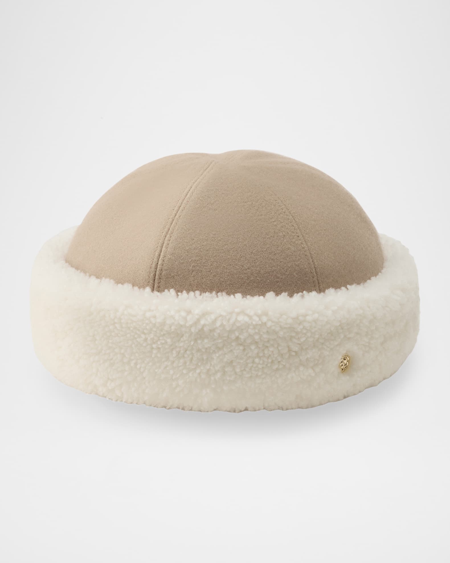 Helen Kaminski Nika Shearling-Trim Brushed Wool Beanie | Neiman Marcus