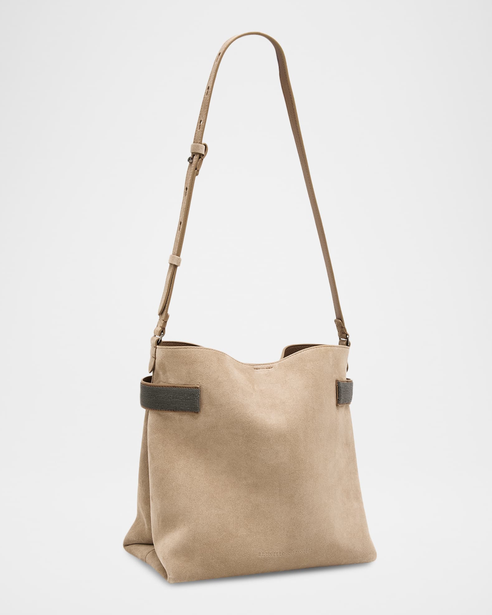 Brunello Cucinelli Monili-Trim Suede Crossbody Bag | Neiman Marcus