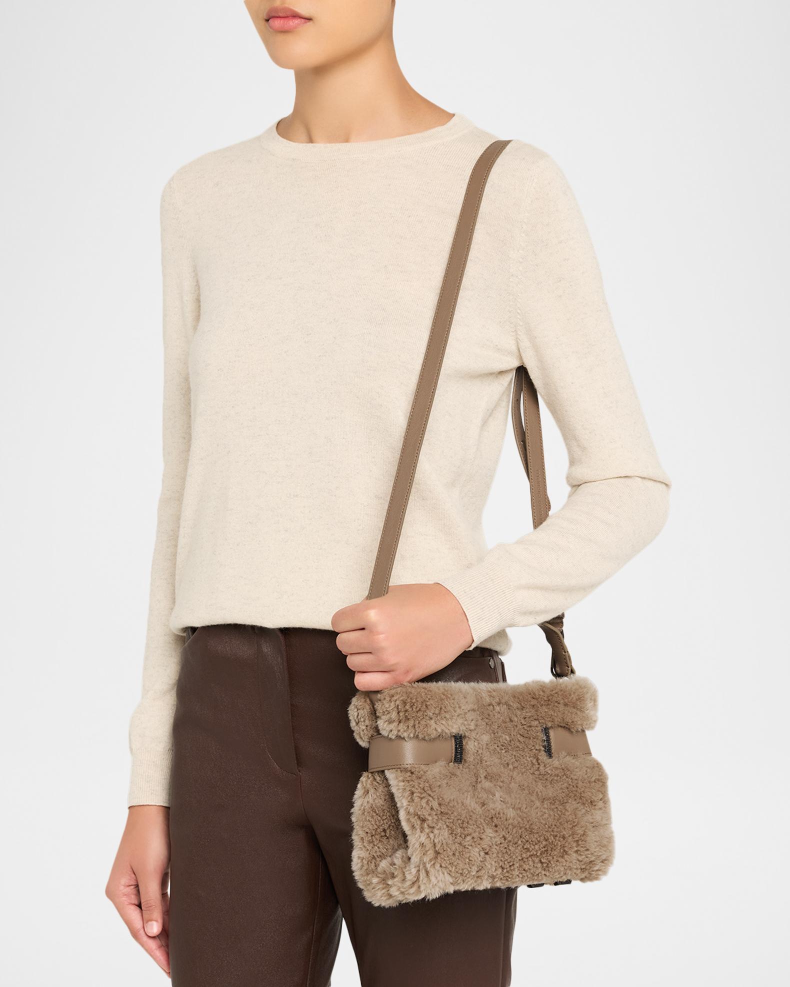 Brunello Cucinelli Essence Small Shearling Top-Handle Bag | Neiman
