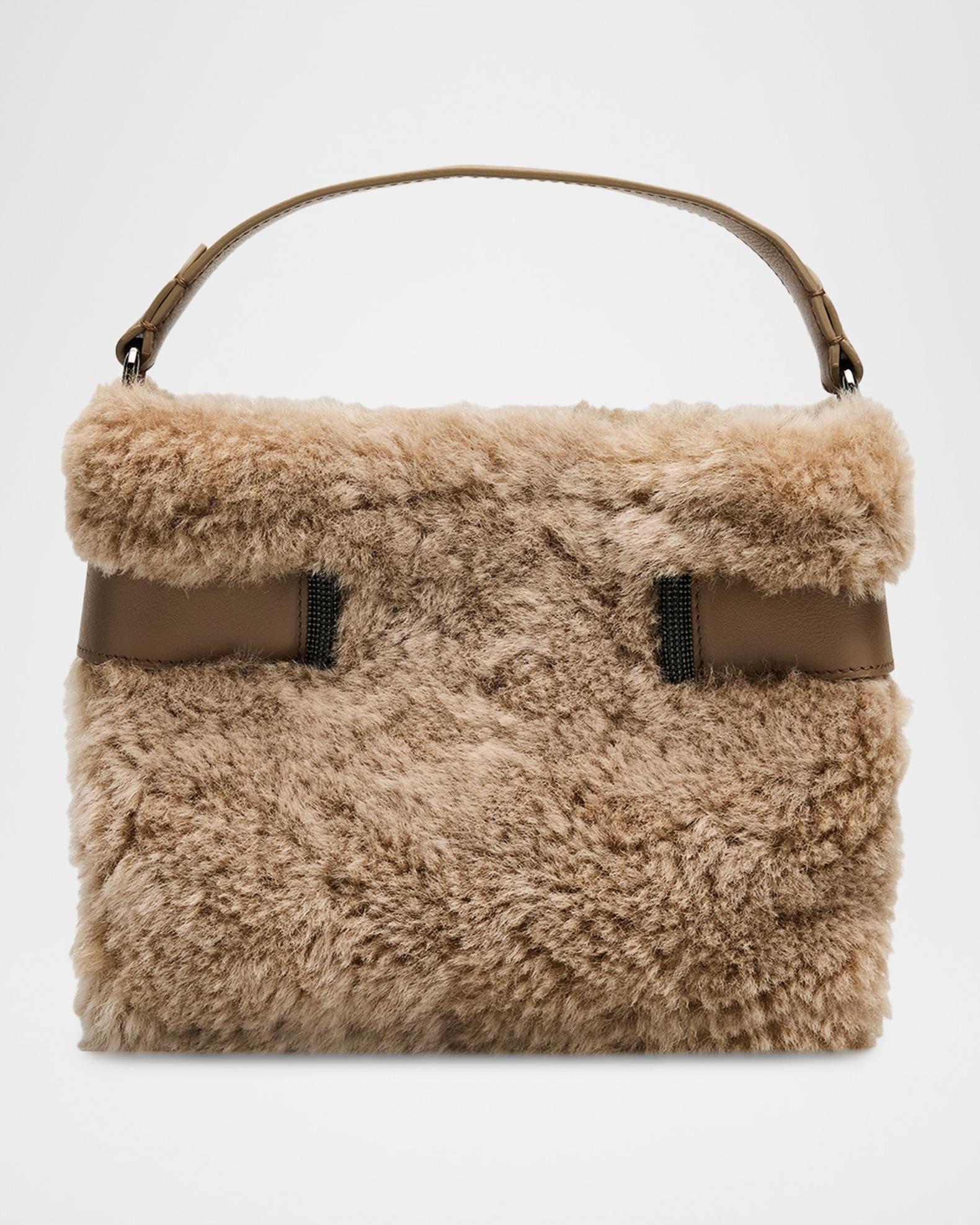 Brunello Cucinelli Essence Small Shearling Top-Handle Bag | Neiman