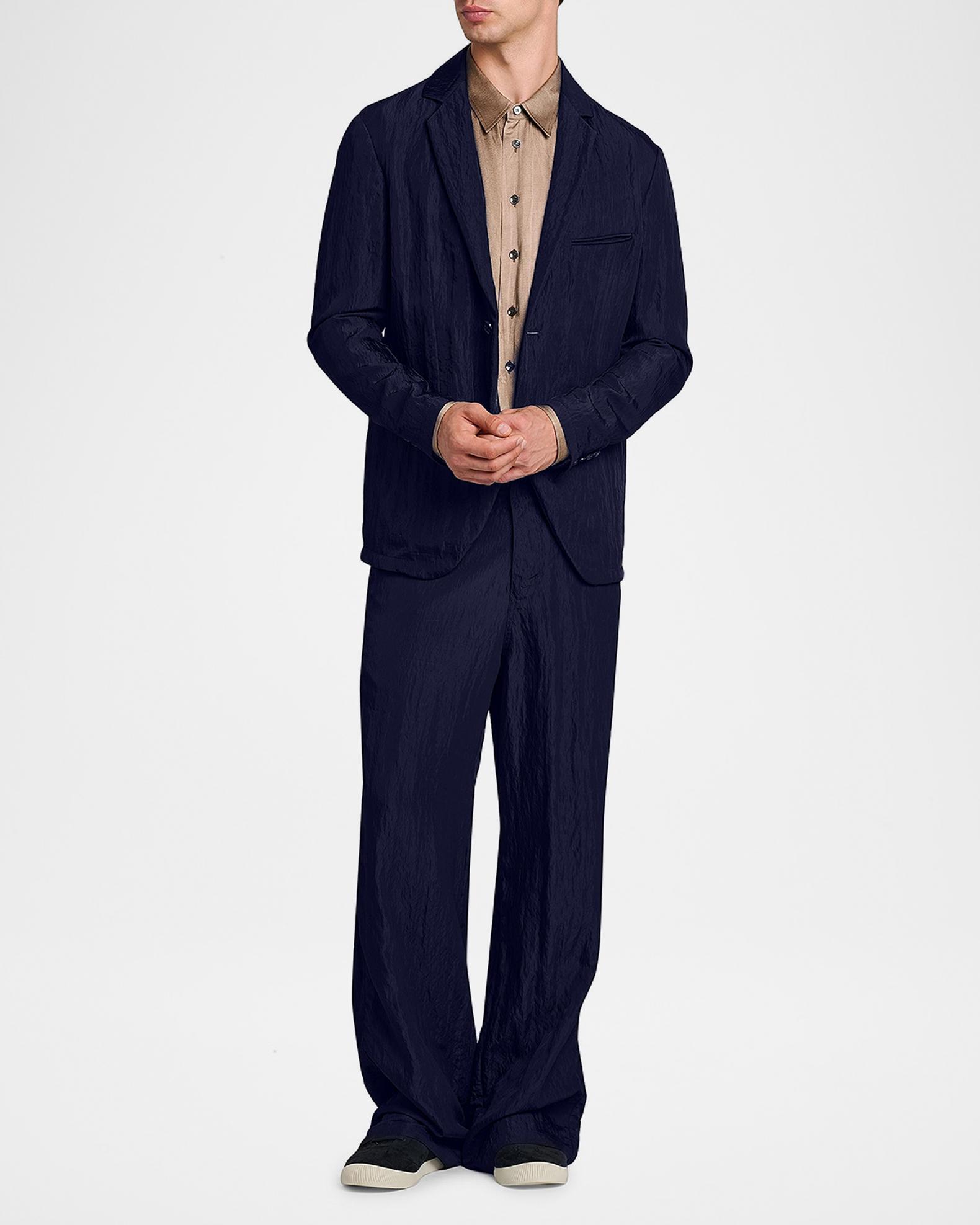 Giorgio Armani Men's Crinkled Viscose Trousers | Neiman Marcus