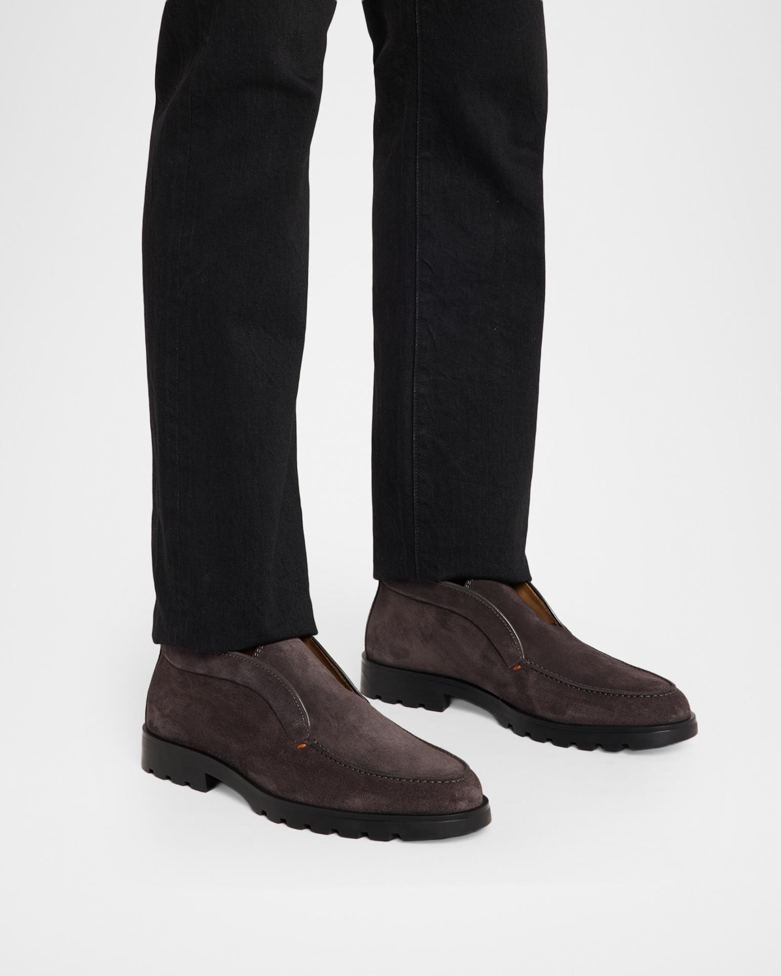 Santoni Brown Suede Slip-On Loafers Santoni - Malibu Dark Brown Suede Loafer | Mitchell Stores main image 4