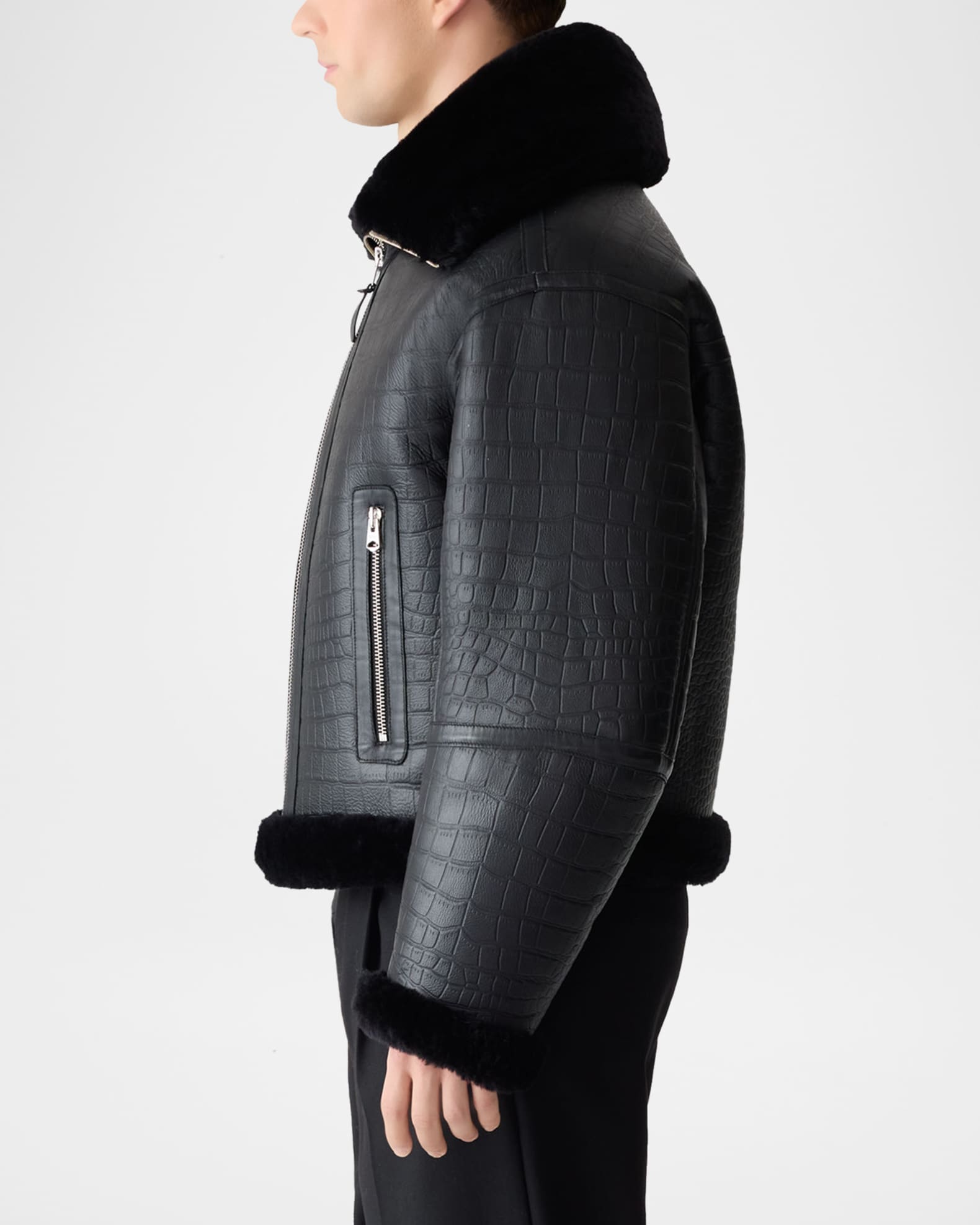 Mackage Men's Memphis Croc-Effect Oversized Shearling Jacket