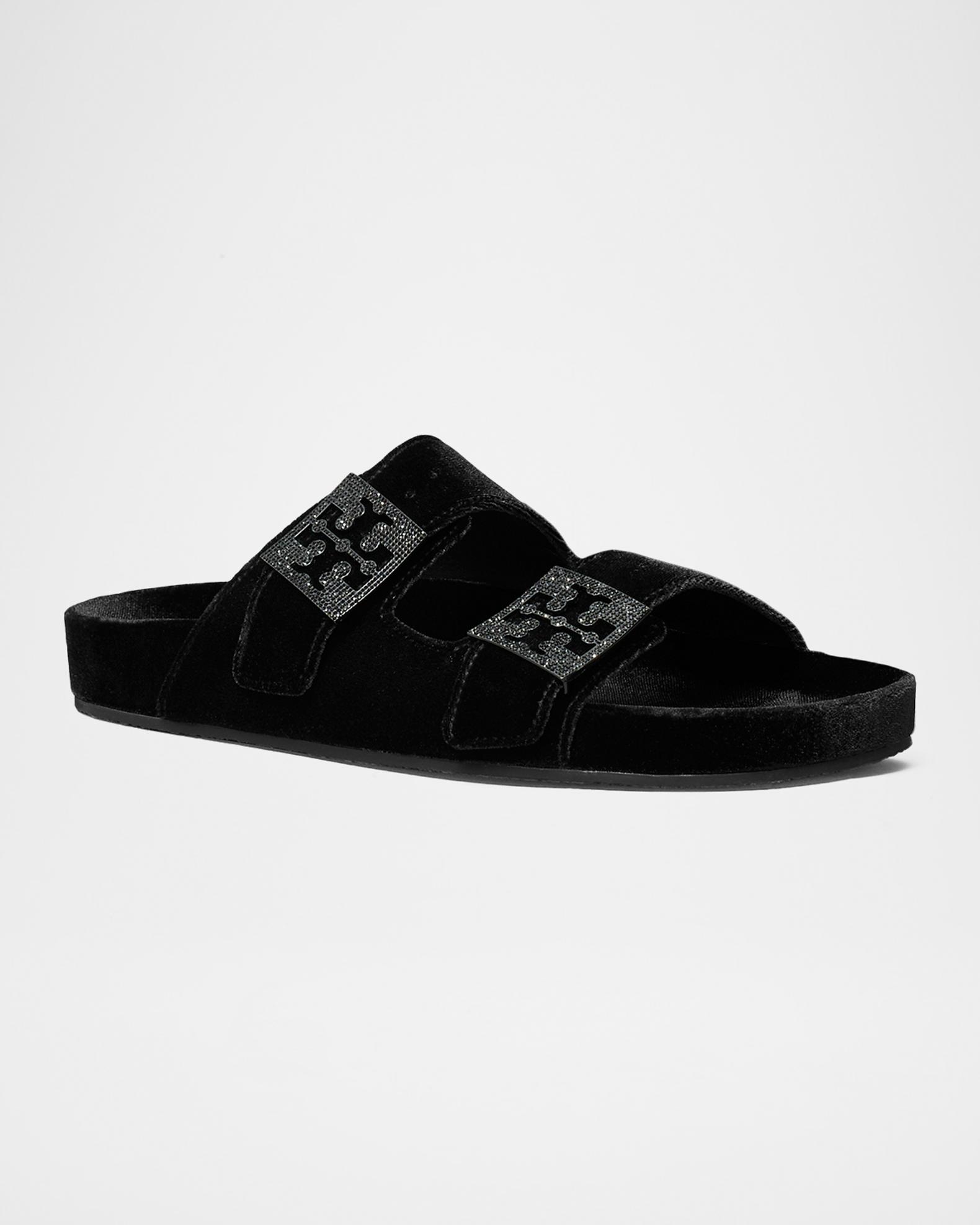 Tory Burch Mellow Pave Velvet Dual-Buckle Slide Sandals  display picture 2