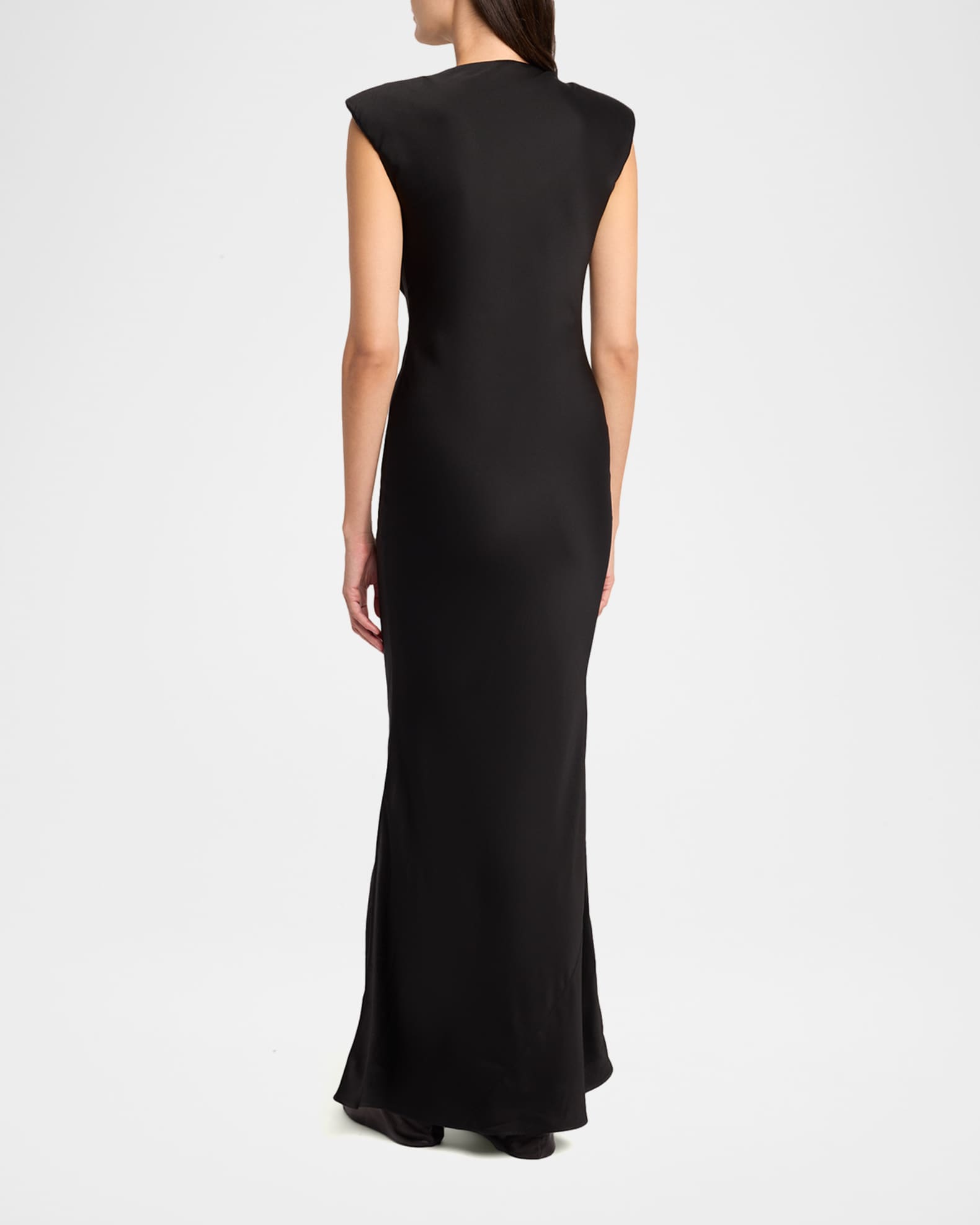 black floor length dress with sleeves Black Linen Maxi Dress with Long Sleeves and Button Front – Xiaolizi main image 0