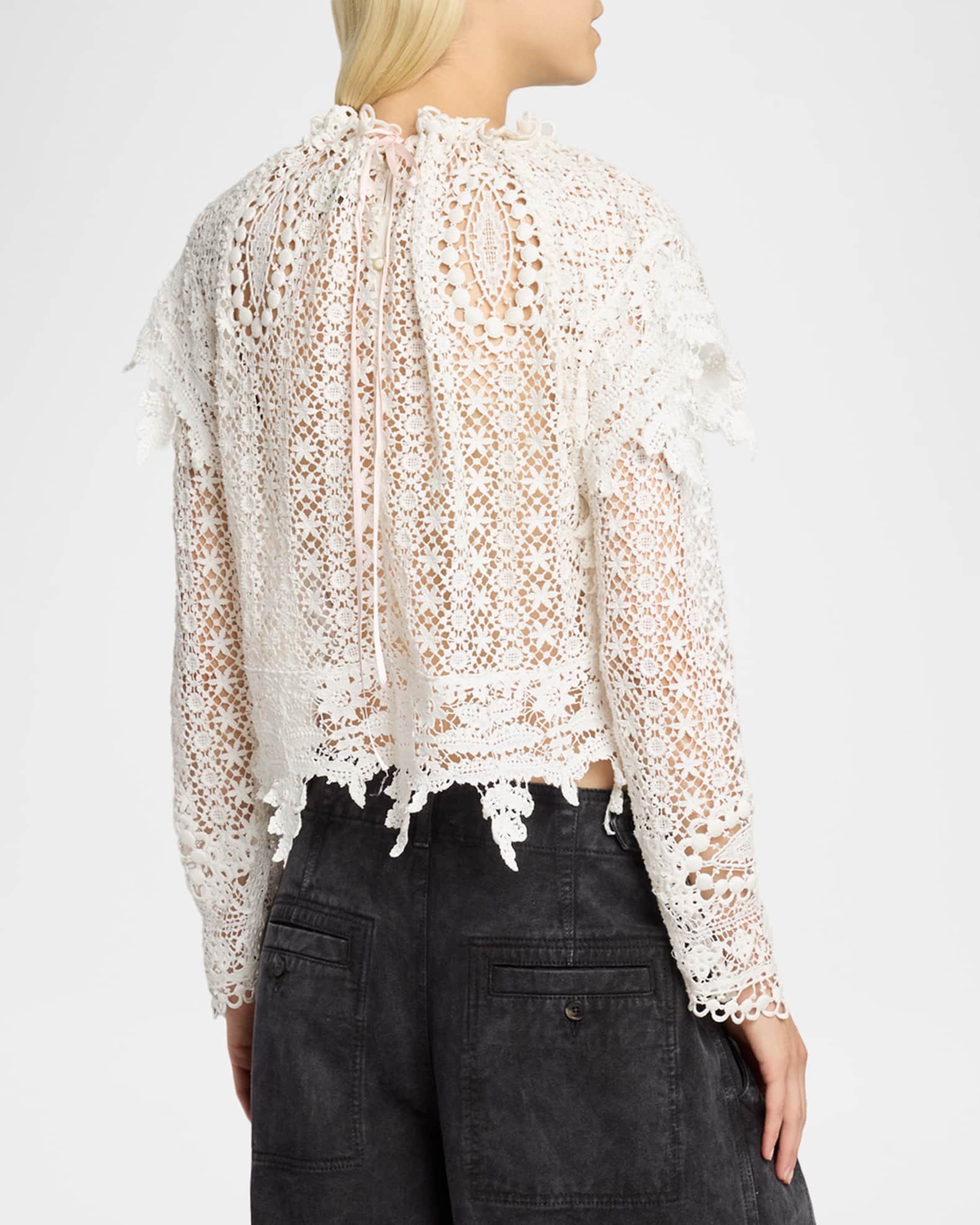 Isabel Marant Hyliana Lace Cotton Top | Neiman Marcus