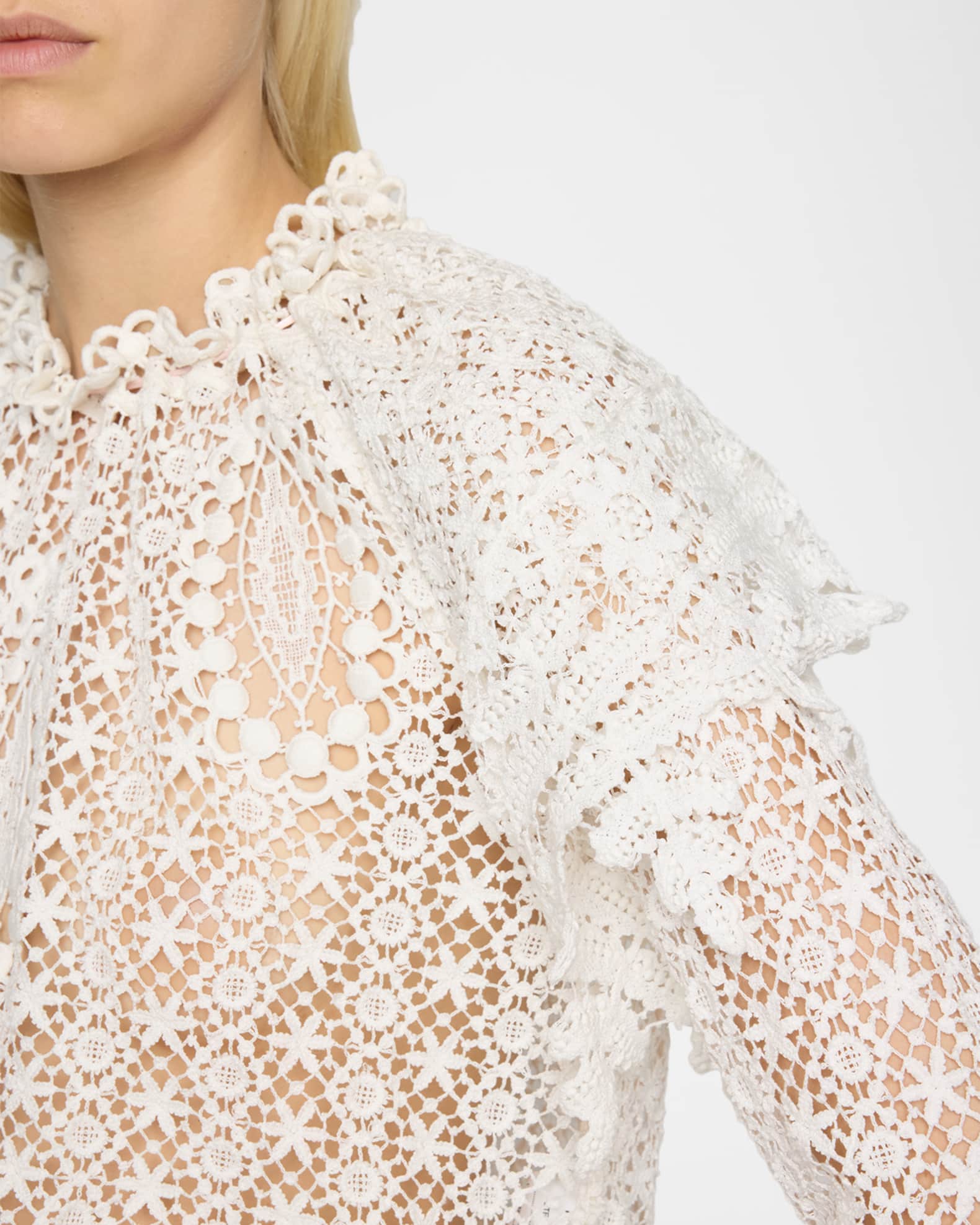 Isabel Marant Hyliana Lace Cotton Top | Neiman Marcus
