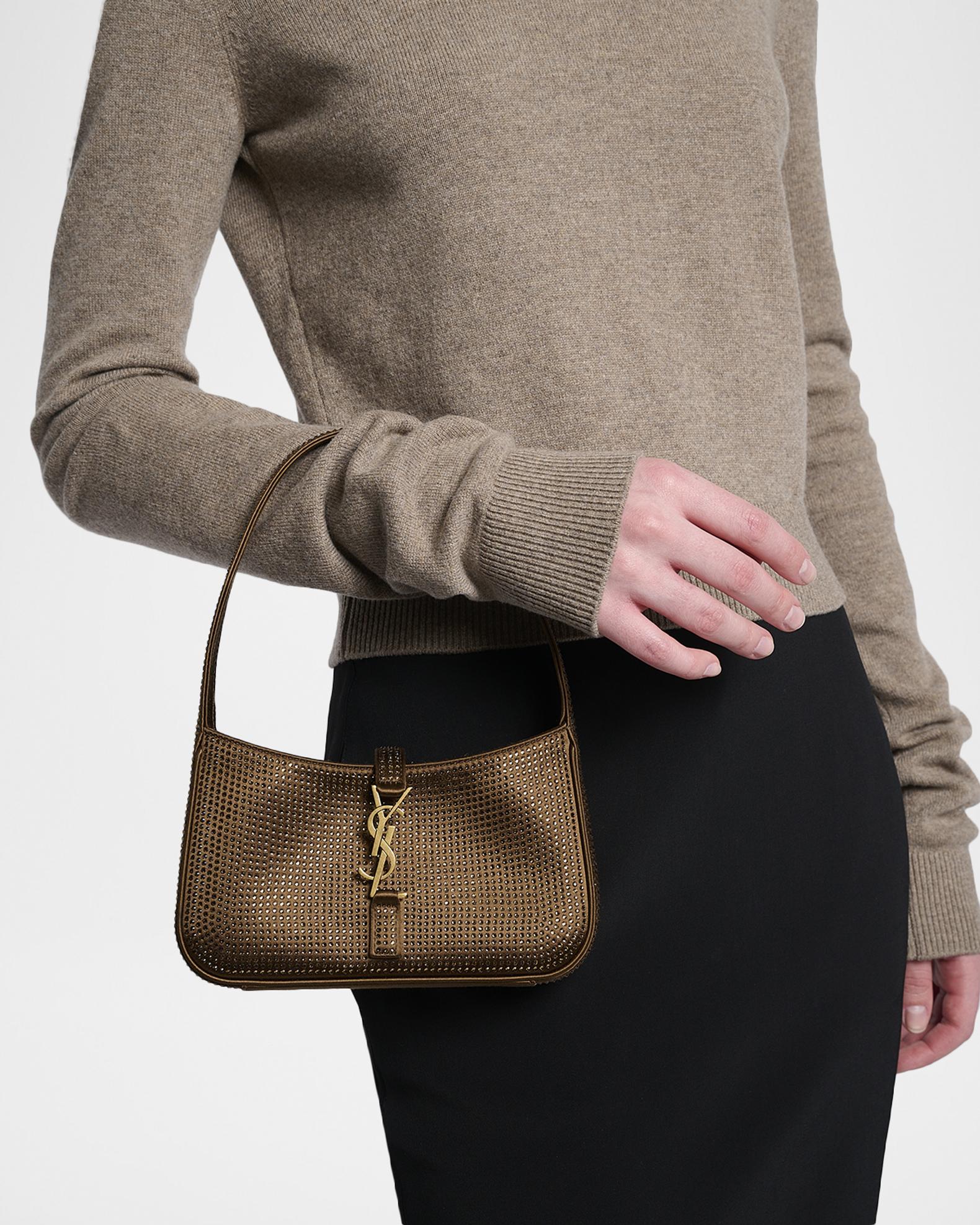 Saint Laurent Le 5 A 7 Mini Shoulder Bag in Strass Viscose-Silk