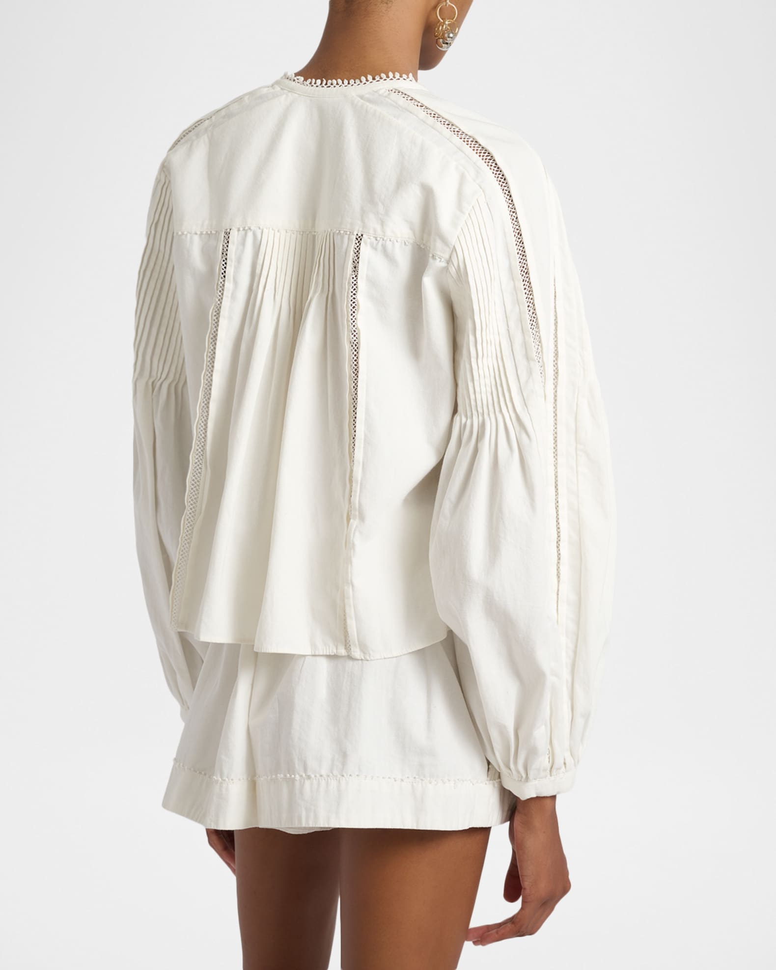ISABEL MARANT リネン フリル ラダーレース ブラウス Isabel Marant Cubraly Lace-Trim Ruffled Cotton Top | Neiman Marcus