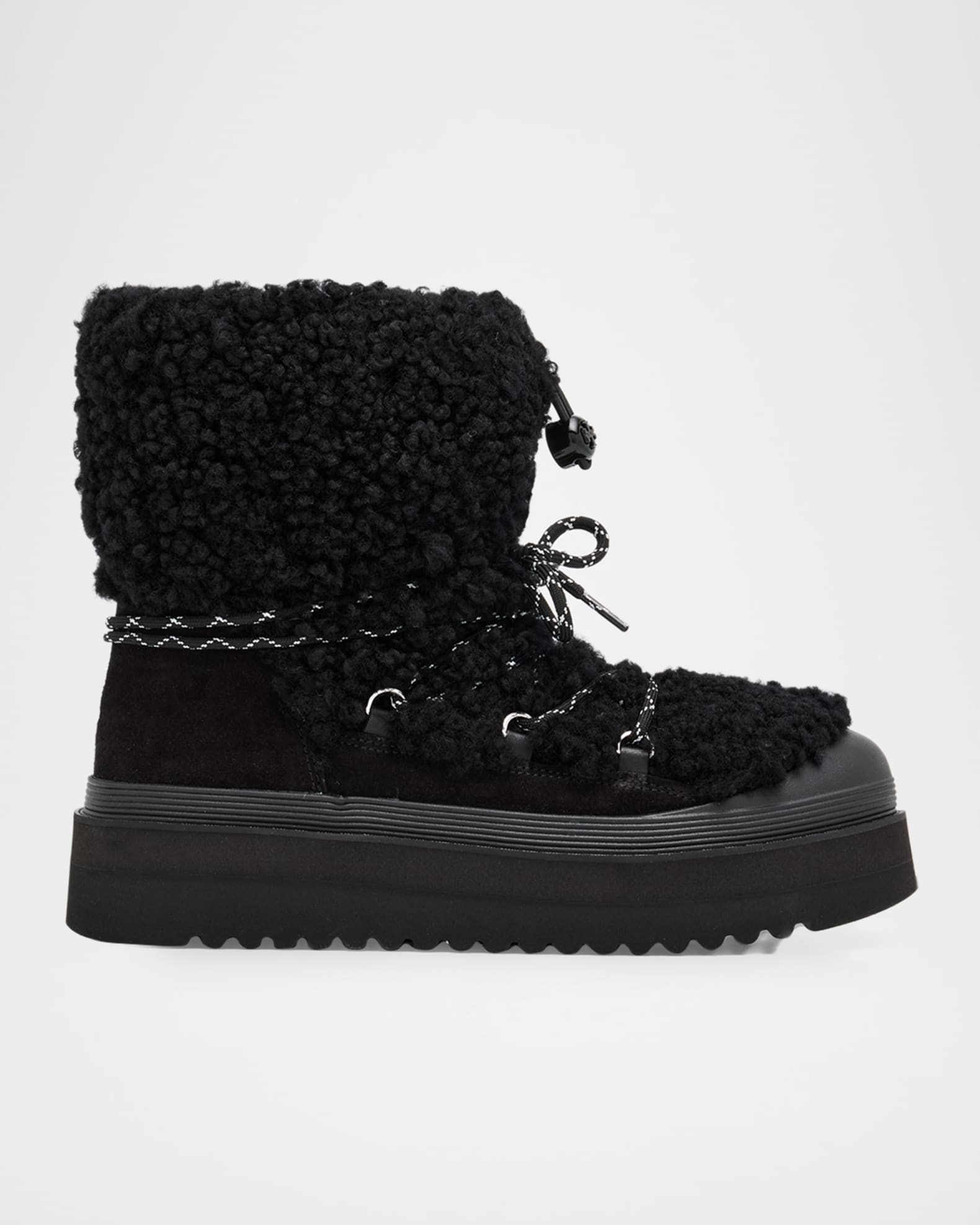 Tory Burch Mellow Shearling Lace-Up Ankle Boots | Neiman Marcus