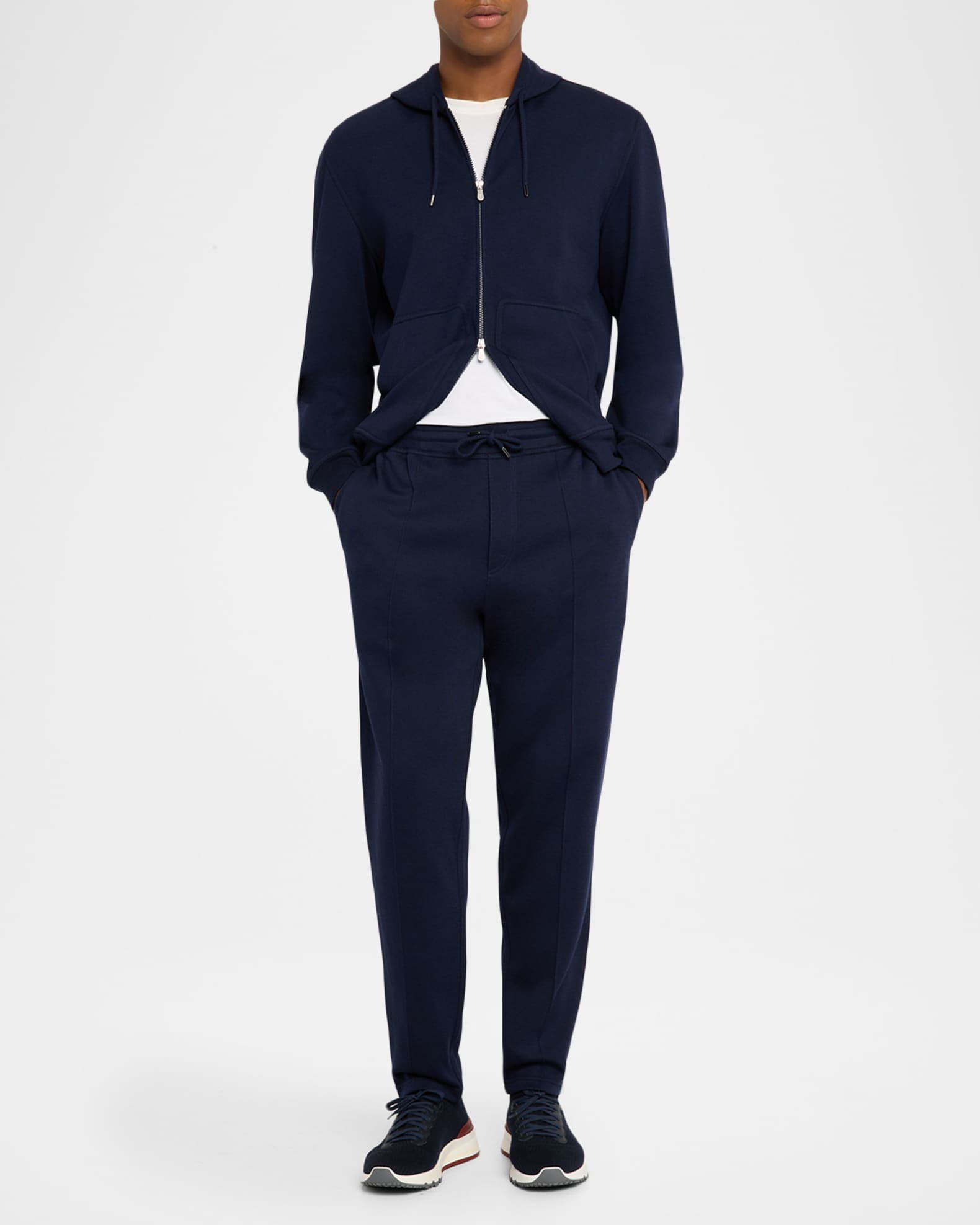 Brunello Cucinelli Men's French Terry Double Cloth Pintuck Pleated