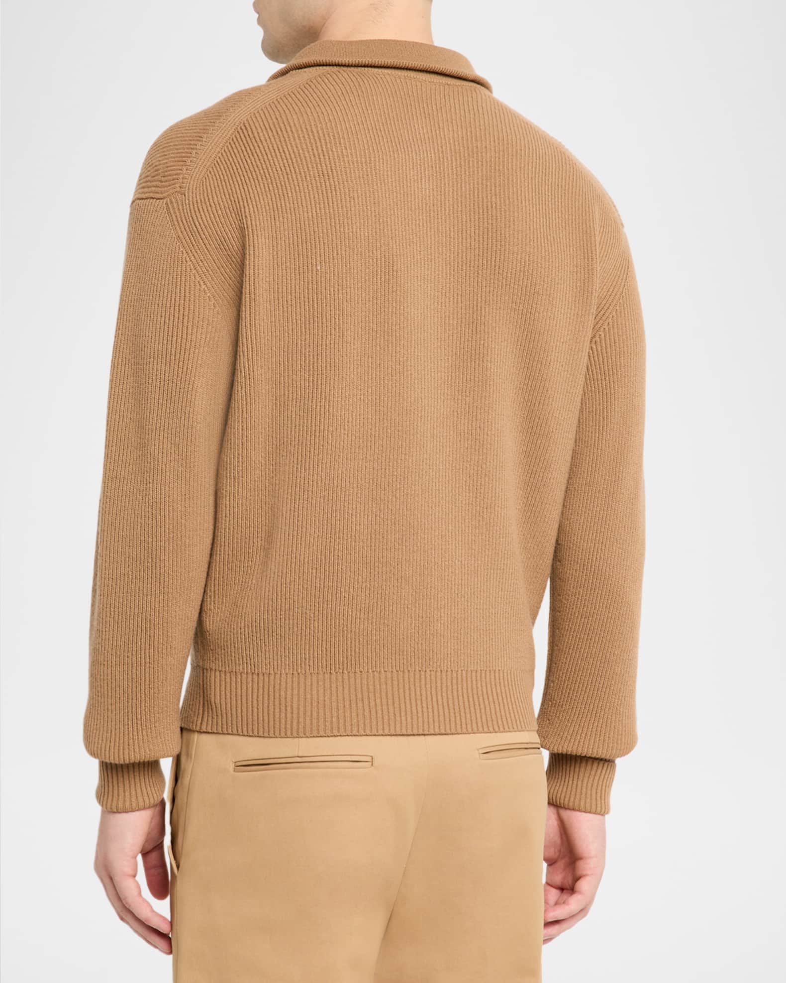 dunhill Men's Cashmere 1/4 Button Ribbed Sweater | Neiman Marcus