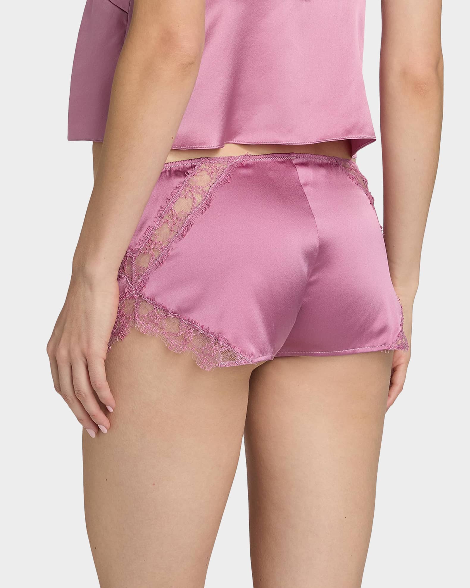 Kiki De Montparnasse Lace-Trim Silk Charmeuse Tap Shorts | Neiman