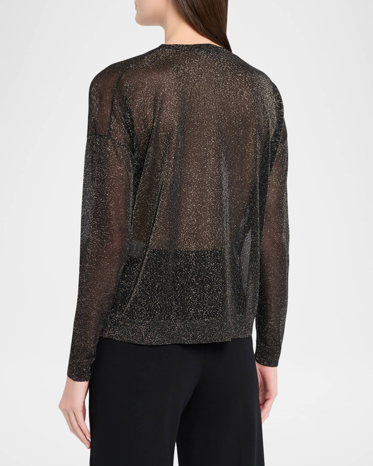 Lace Sheer V Neck Print Sweatshirt