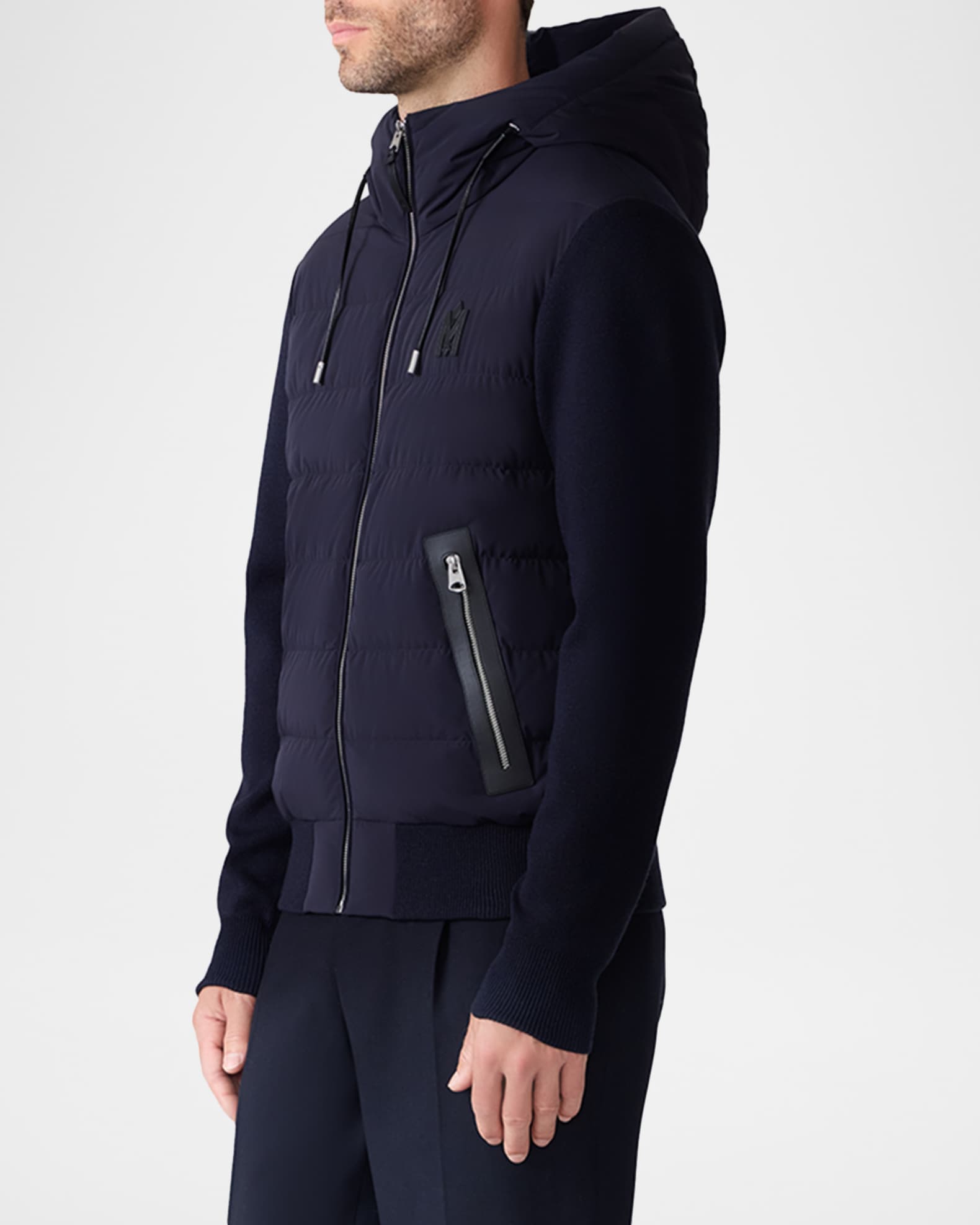 Mackage Men's Andrew-Z Mixed Media Light Down Jacket | Neiman Marcus