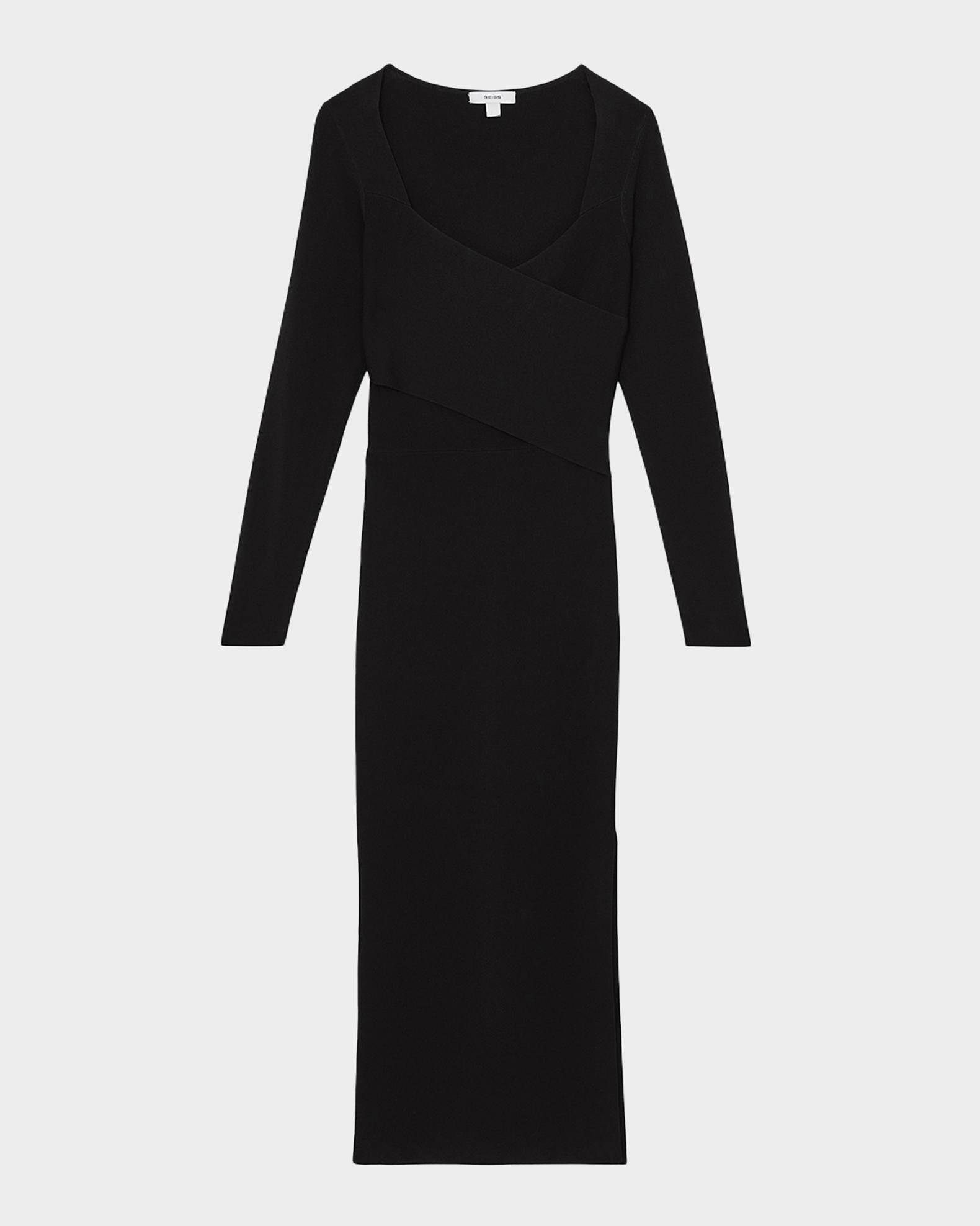 reiss black dresses Women's Sophia Knitted Wrap Dress - Waist:W-30