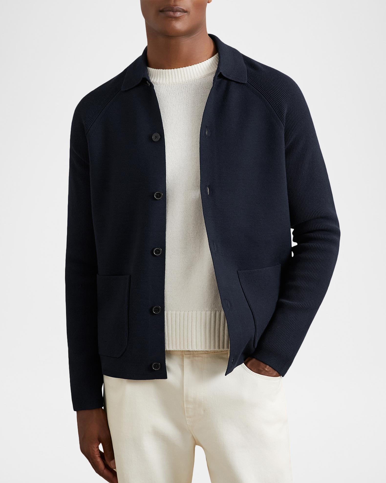 Reiss Men's Fitzgerald Ribbed-Sleeve Button-Down Shirt | Neiman Marcus