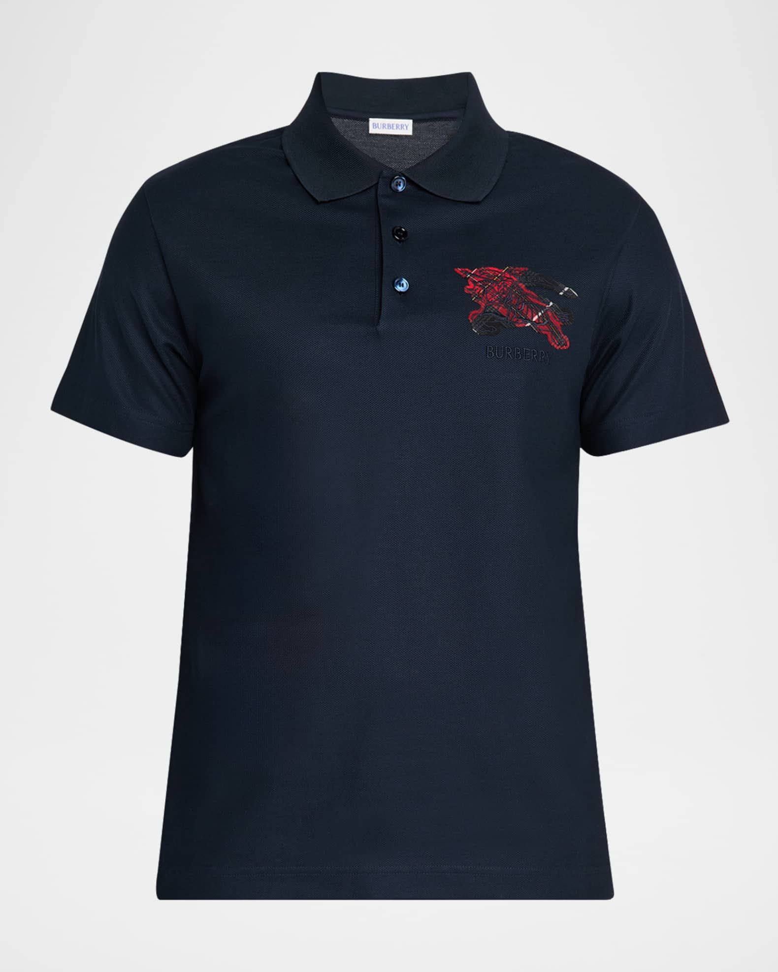 Burberry Men's Embroidered EKD Check Slim Cotton Polo Shirt