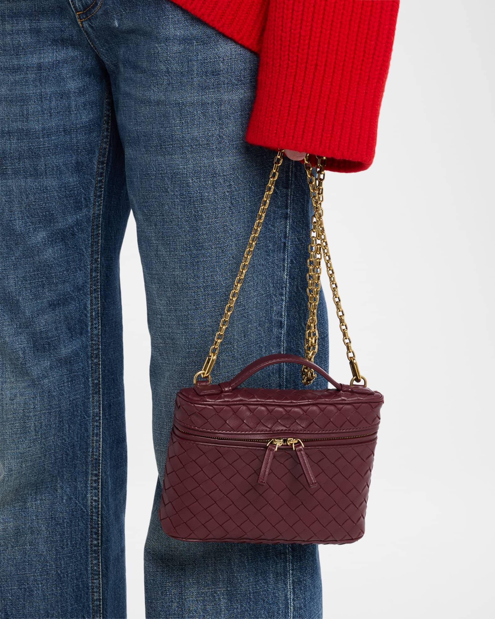 Bottega Veneta Small Soft Vanity Intrecciato Leather Crossbody Bag