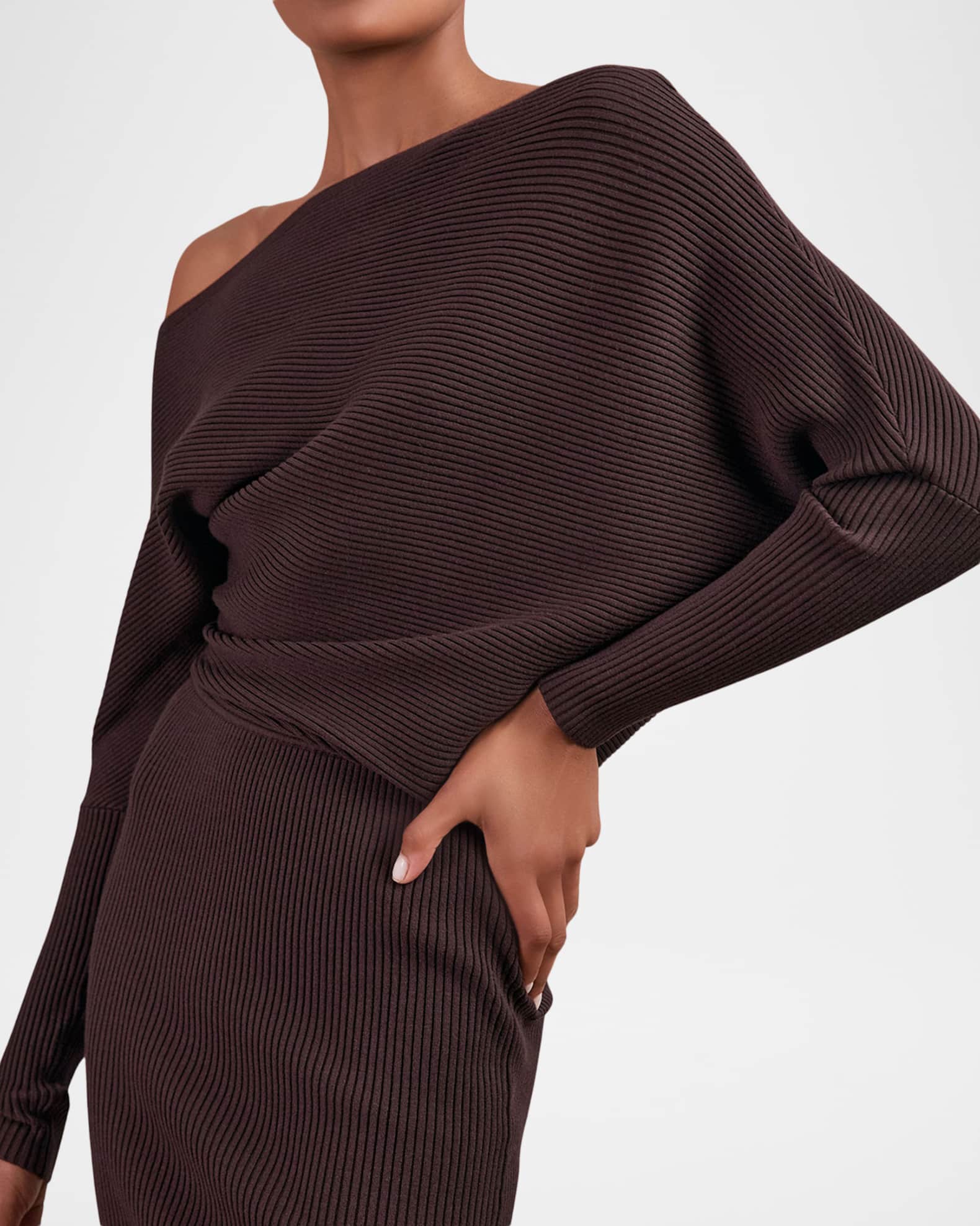 Reiss Lara One-Shoulder Rib Knit Dress | Neiman Marcus