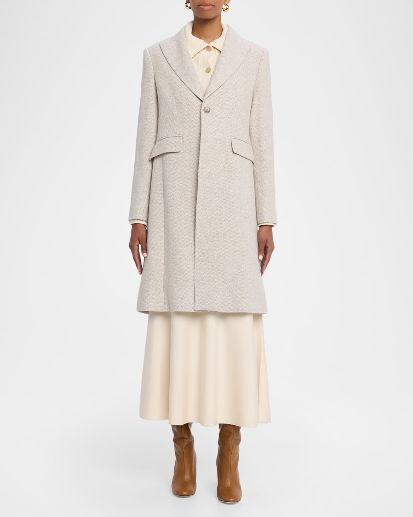 Polo Ralph Lauren Single-Button Herringbone Coat | Neiman Marcus