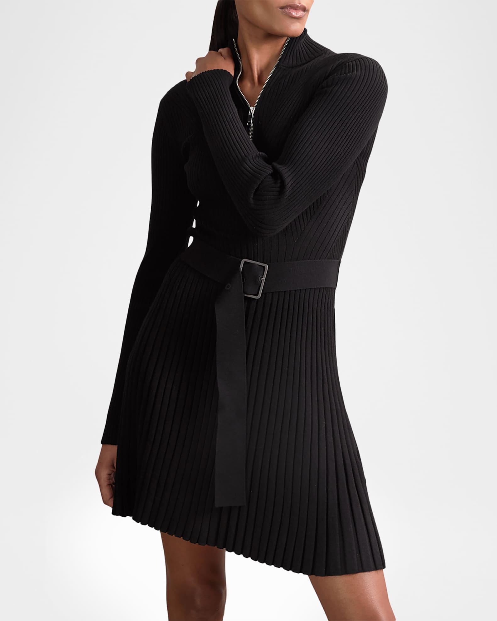belted rib knit dress Reiss Willow Rib-Knit Midi Dress
