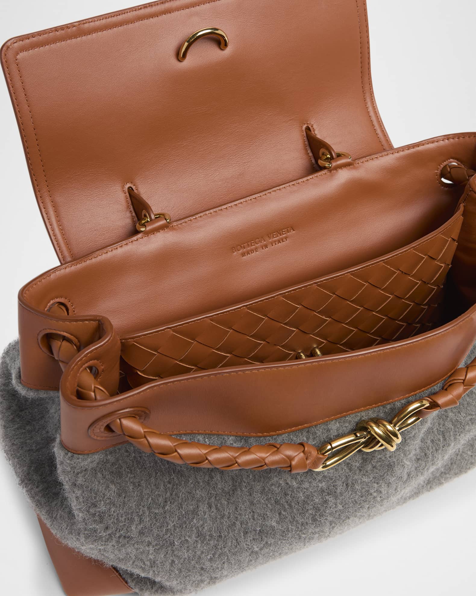 Bottega Veneta Ciao Ciao Medium Felt & Leather Top-Handle Bag