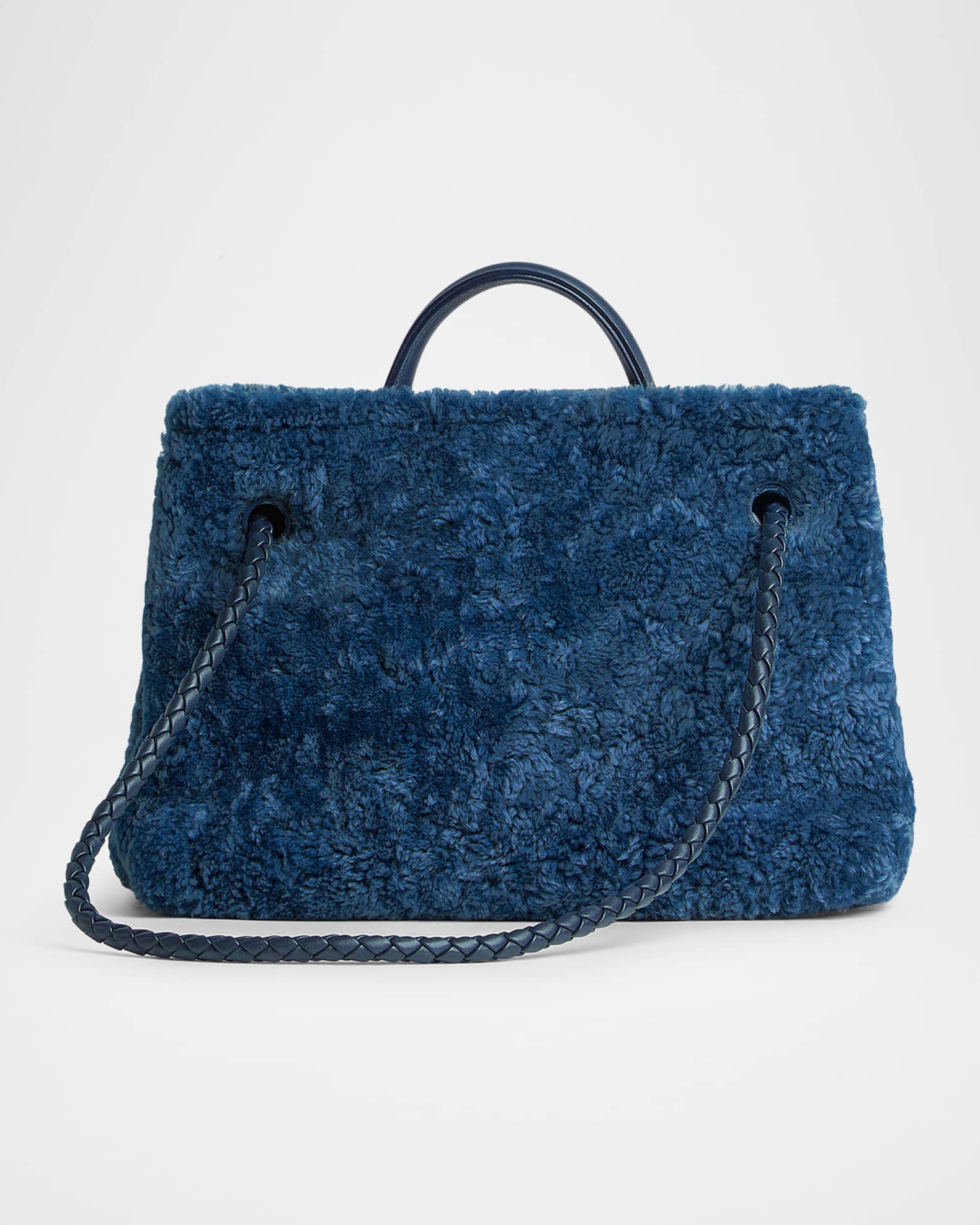 Bottega Veneta Andiamo Small Shearling Top-Handle Bag | Neiman Marcus