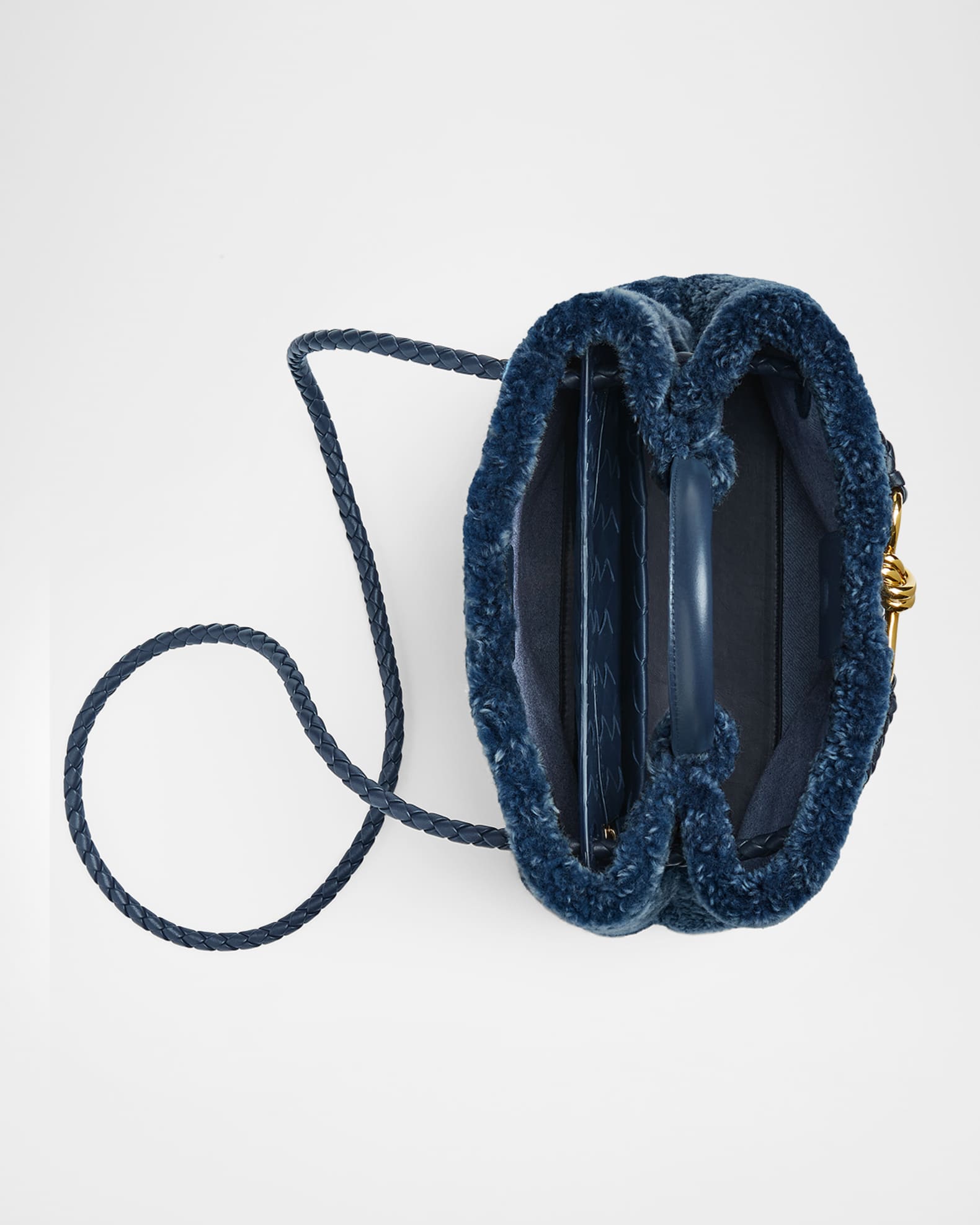 Bottega Veneta Andiamo Small Shearling Top-Handle Bag | Neiman Marcus