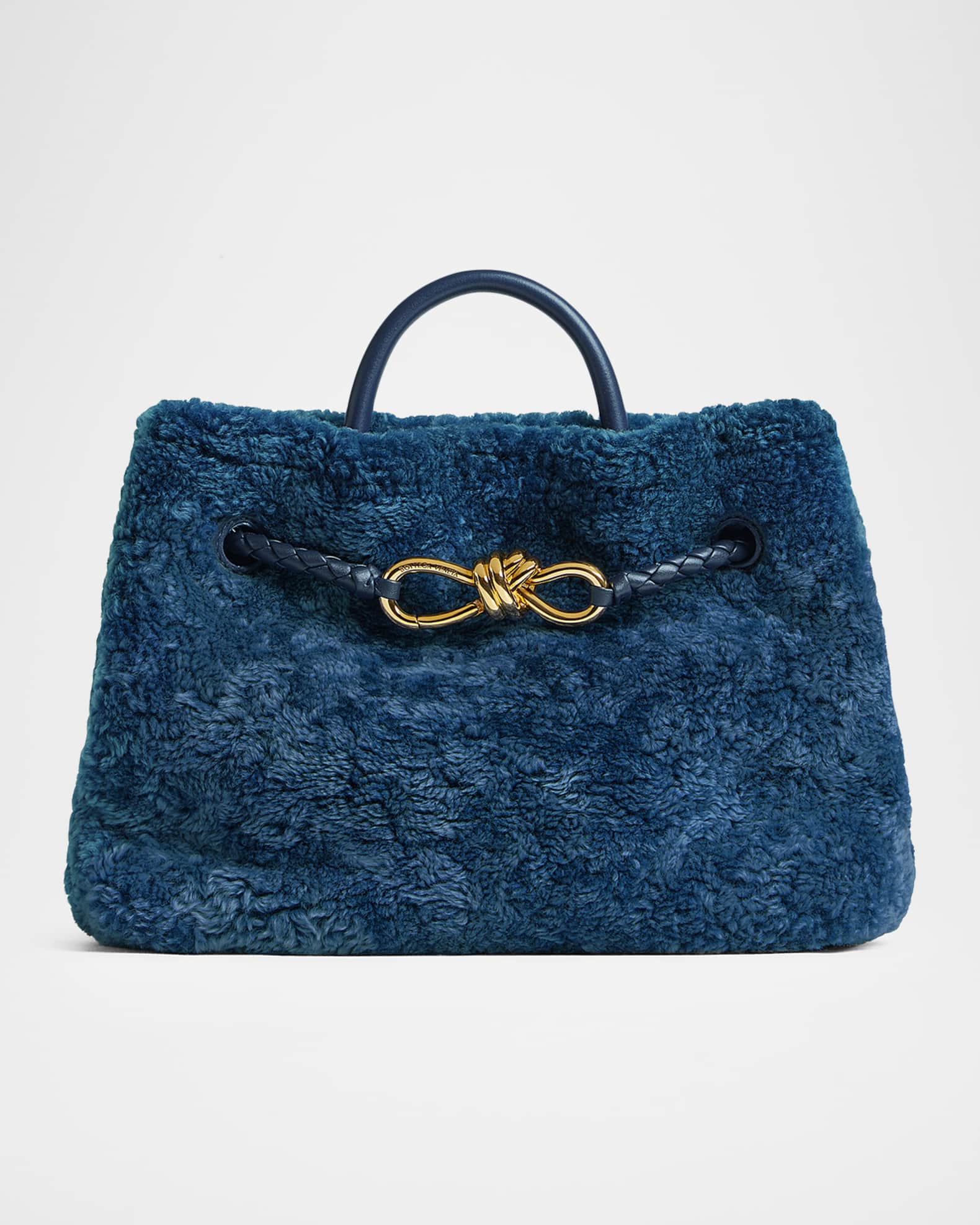 Bottega Veneta Andiamo Small Shearling Top-Handle Bag | Neiman Marcus