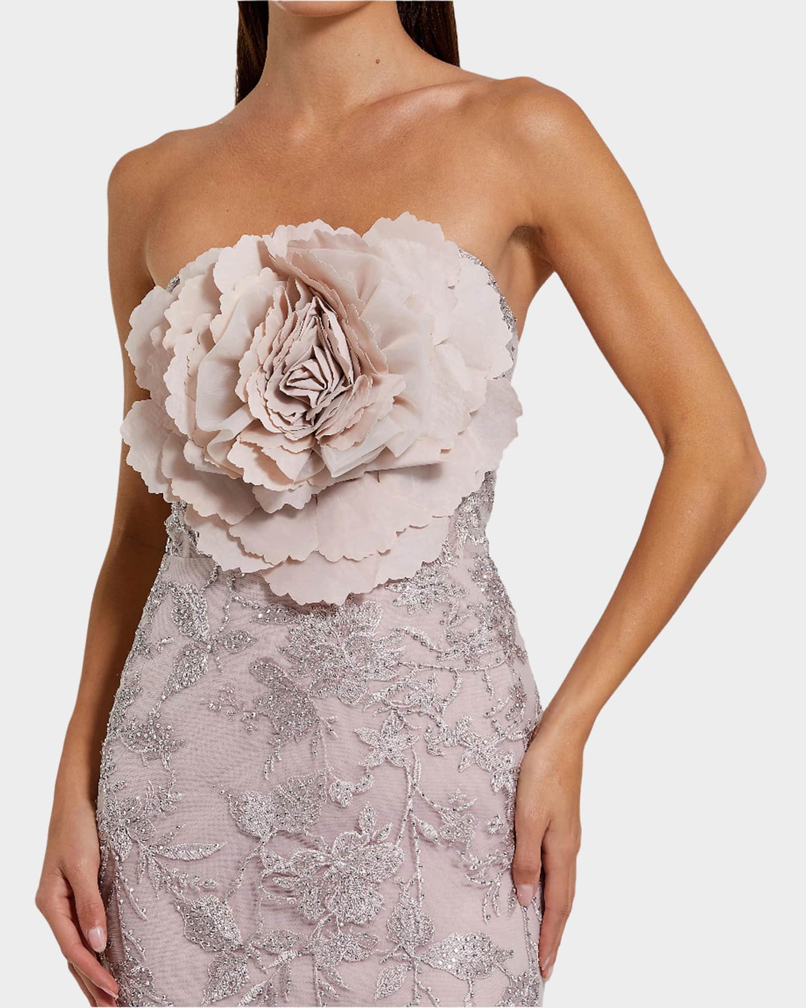 Mac Duggal Strapless Embroidered Floral-Embellished Gown | Neiman Marcus