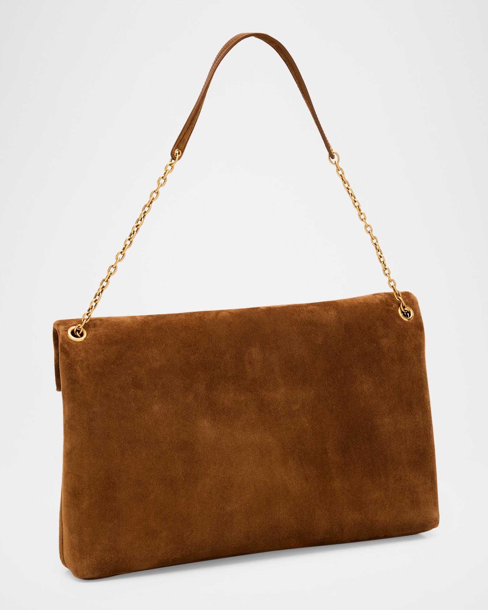 Saint Laurent Cassandre YSL Envelope Flap Shoulder Bag in Suede 