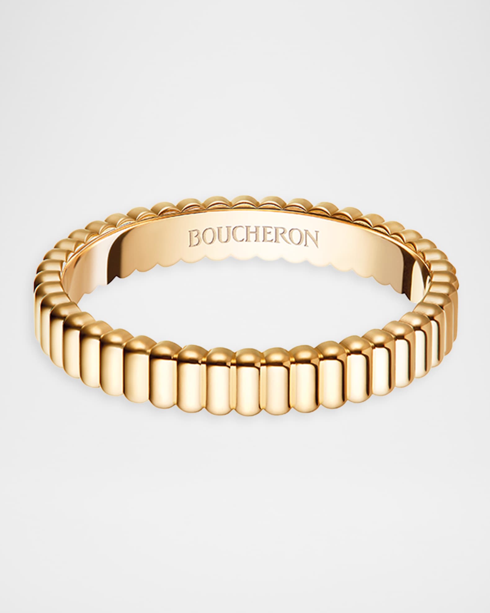 Boucheron Grosgrain 18K Yellow Gold Wedding Band, Size EU 51