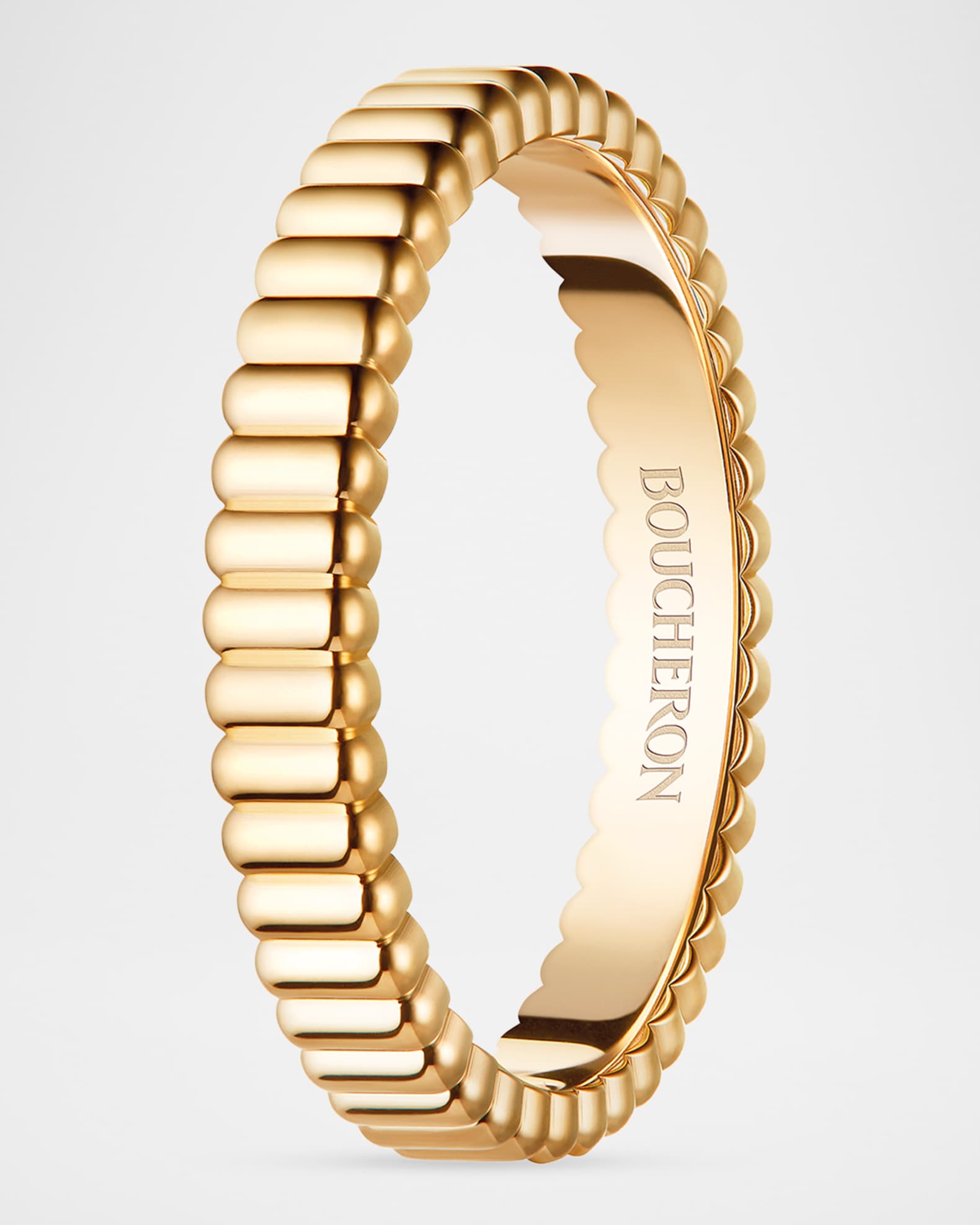 Boucheron Grosgrain 18K Yellow Gold Wedding Band, Size EU 54