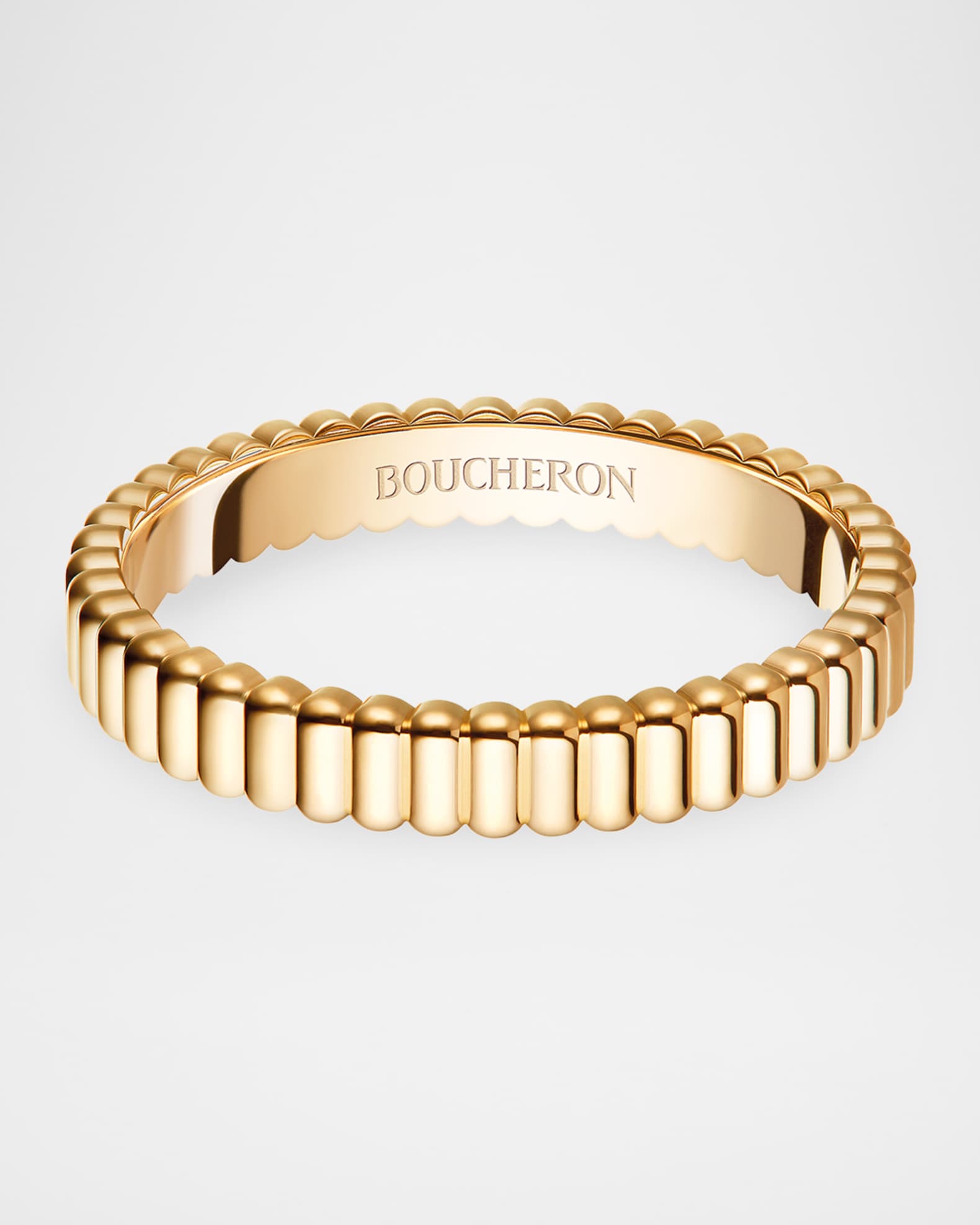 Boucheron Grosgrain 18K Yellow Gold Wedding Band, Size EU 54