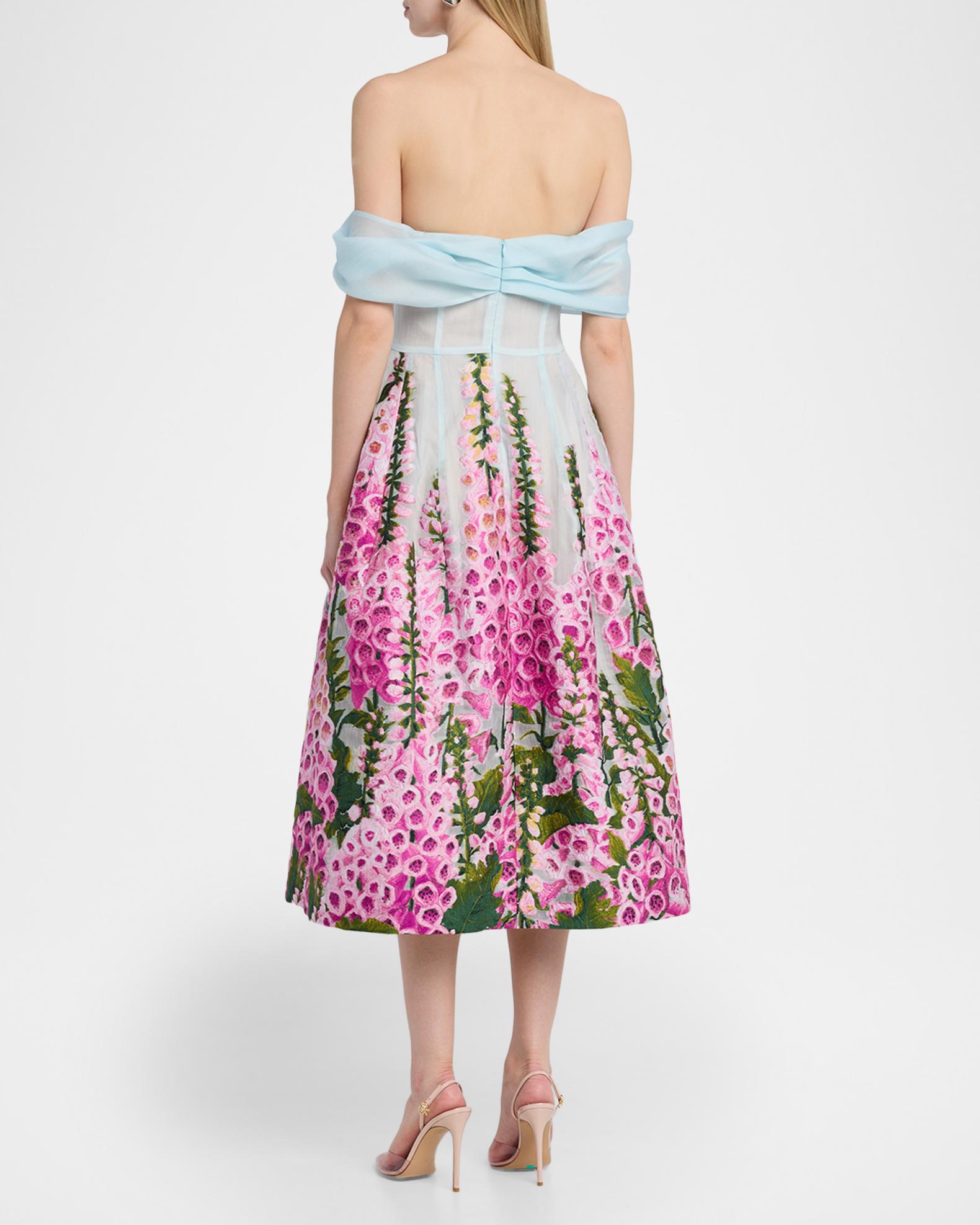 ombre organza dress Rachel Allan 70727 - Long Crystal Organza Print, Beading A-line Dress