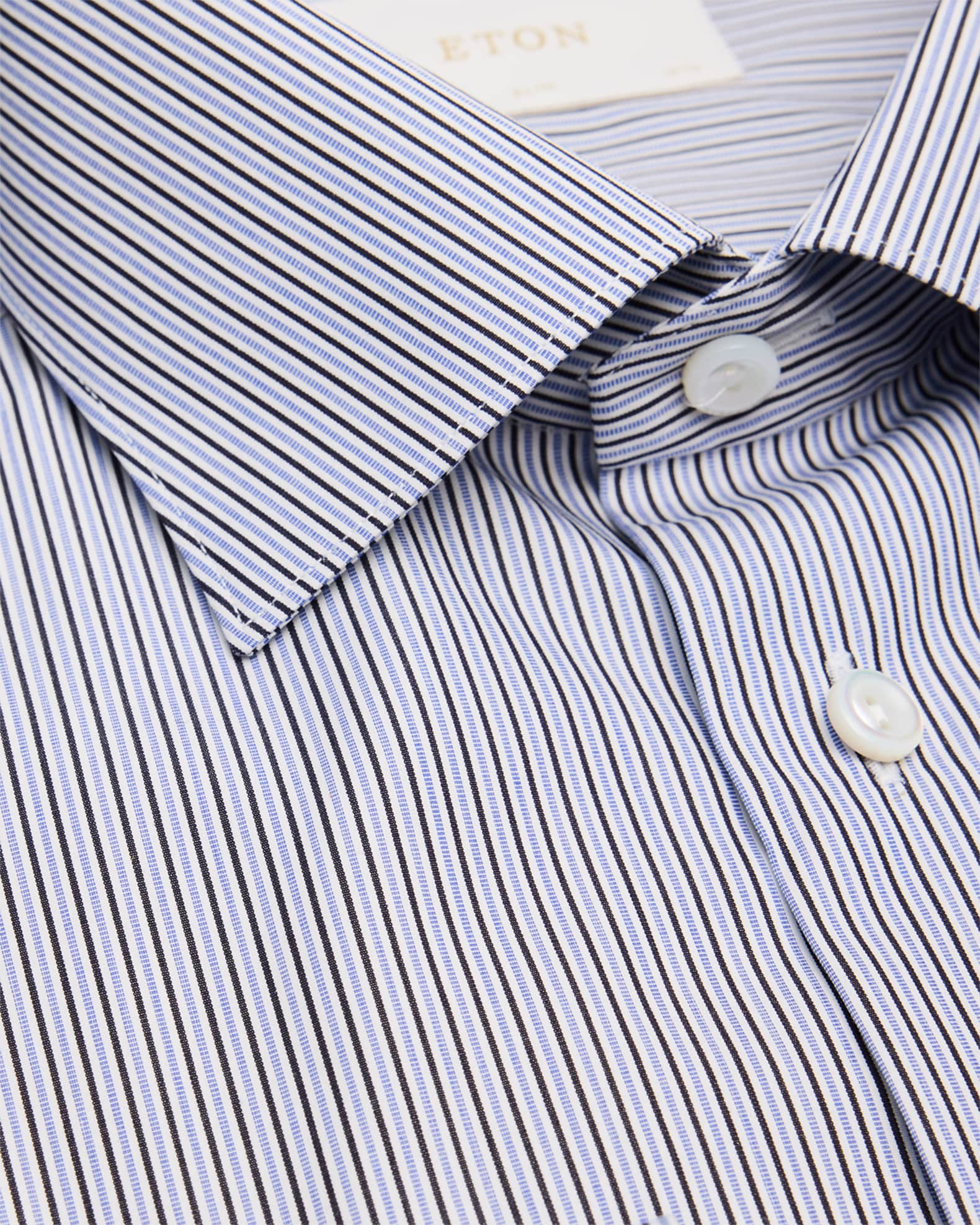 Eton Men's Striped Cotton Slim-Fit Shirt - Dark Blue - Size 17.5