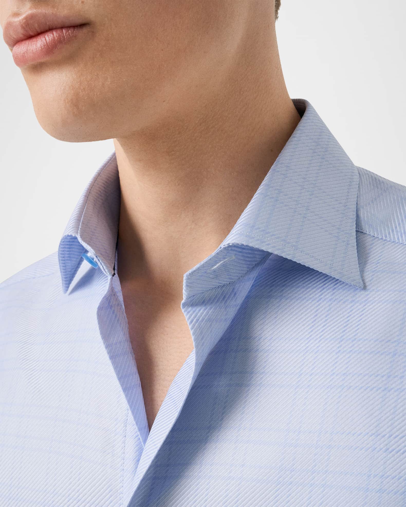 eton dress shirt Signature Twill in-Light Blue Slim / 15 3/4 / Solid Made from extra Men's Contemporary-Fit Organic Cotton Check