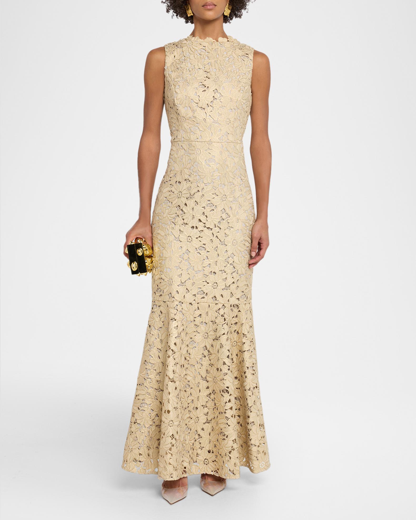 metallic gold lace dress Shoshanna Reese - white color dress