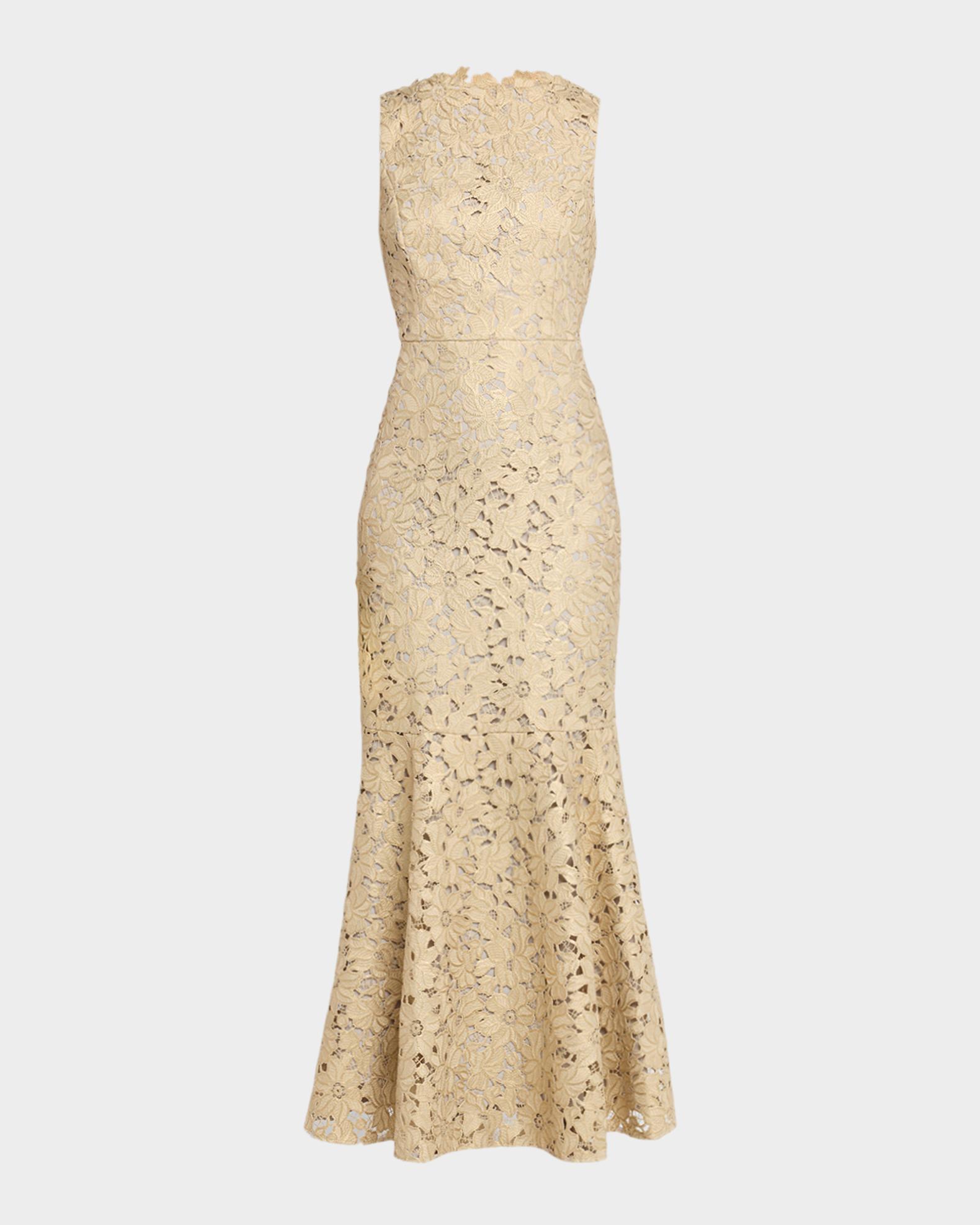 gold metallic lace dress Sherri Hill Metallic Lace Cocktail Dress 56818 Gold / 0