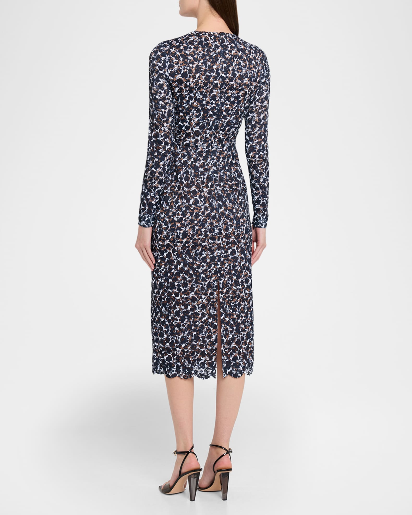 Michael Kors Collection Long-Sleeve Lace Midi Sheath Dress | Neiman Marcus