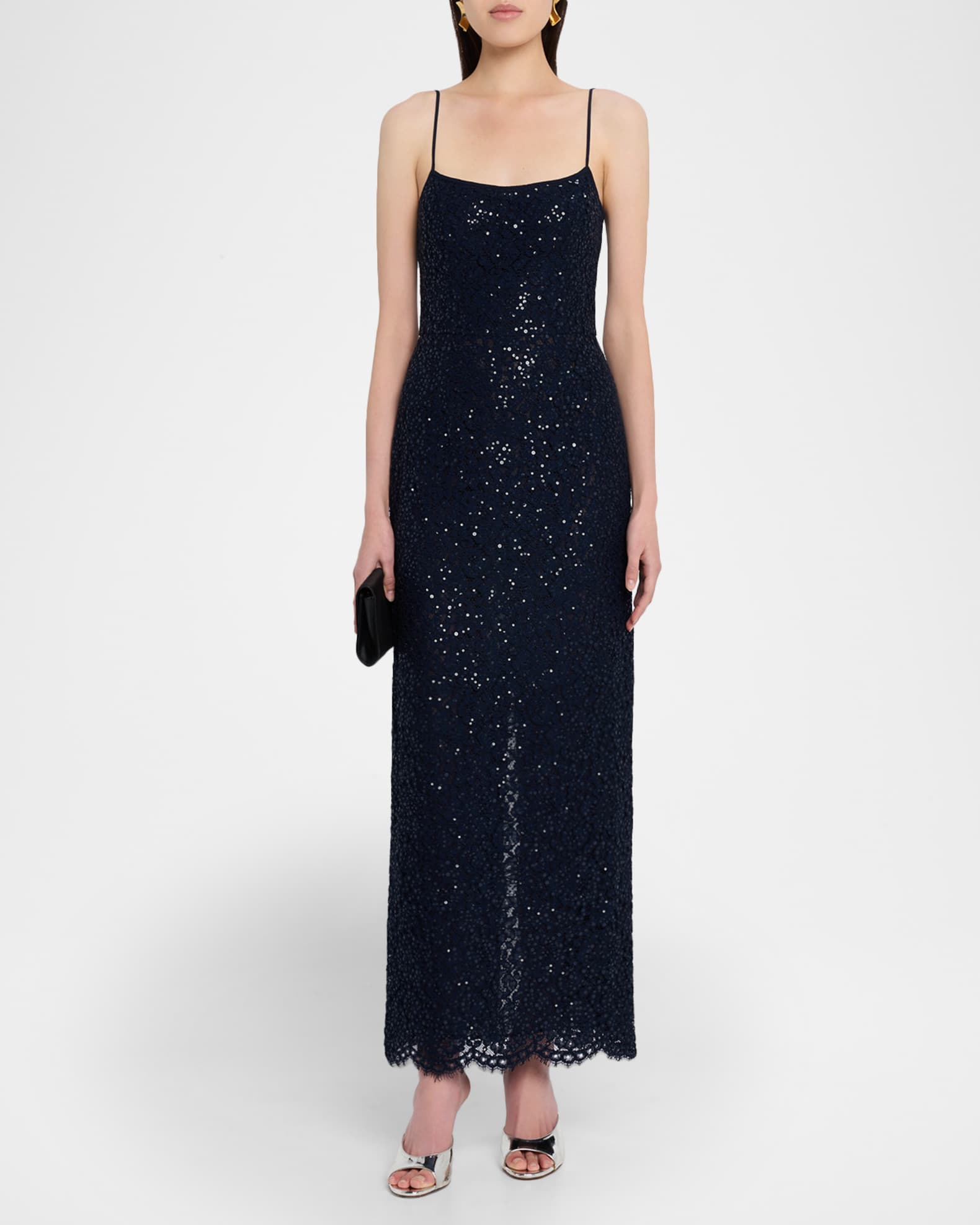 Michael Kors Women's Sequin Corded Floral Lace Gown - Blue - Gowns