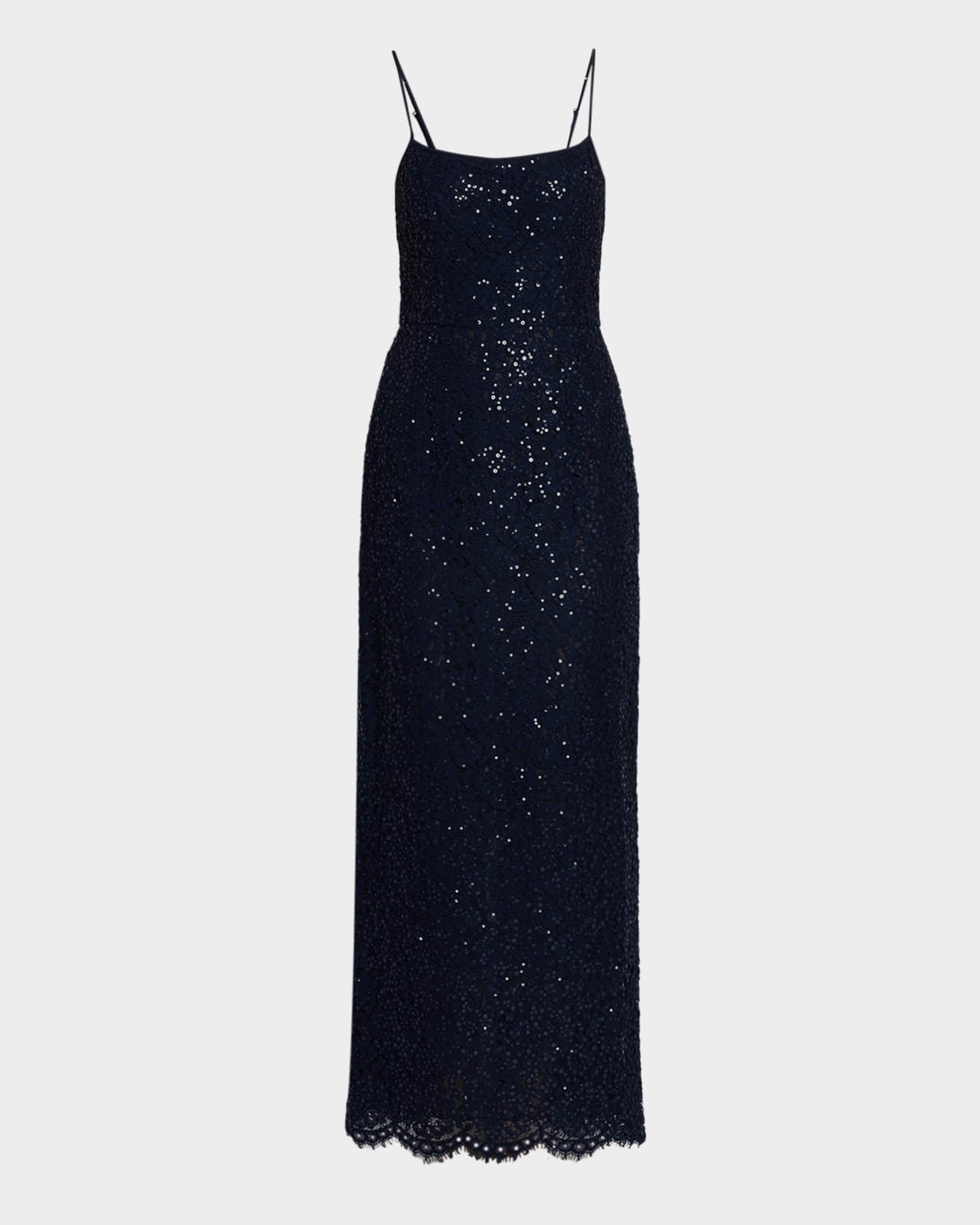 Michael Kors Women's Sequin Corded Floral Lace Gown - Blue - Gowns